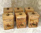 Storage: Hand-Painted Beechwood Spice Canister Set, 6 Pieces