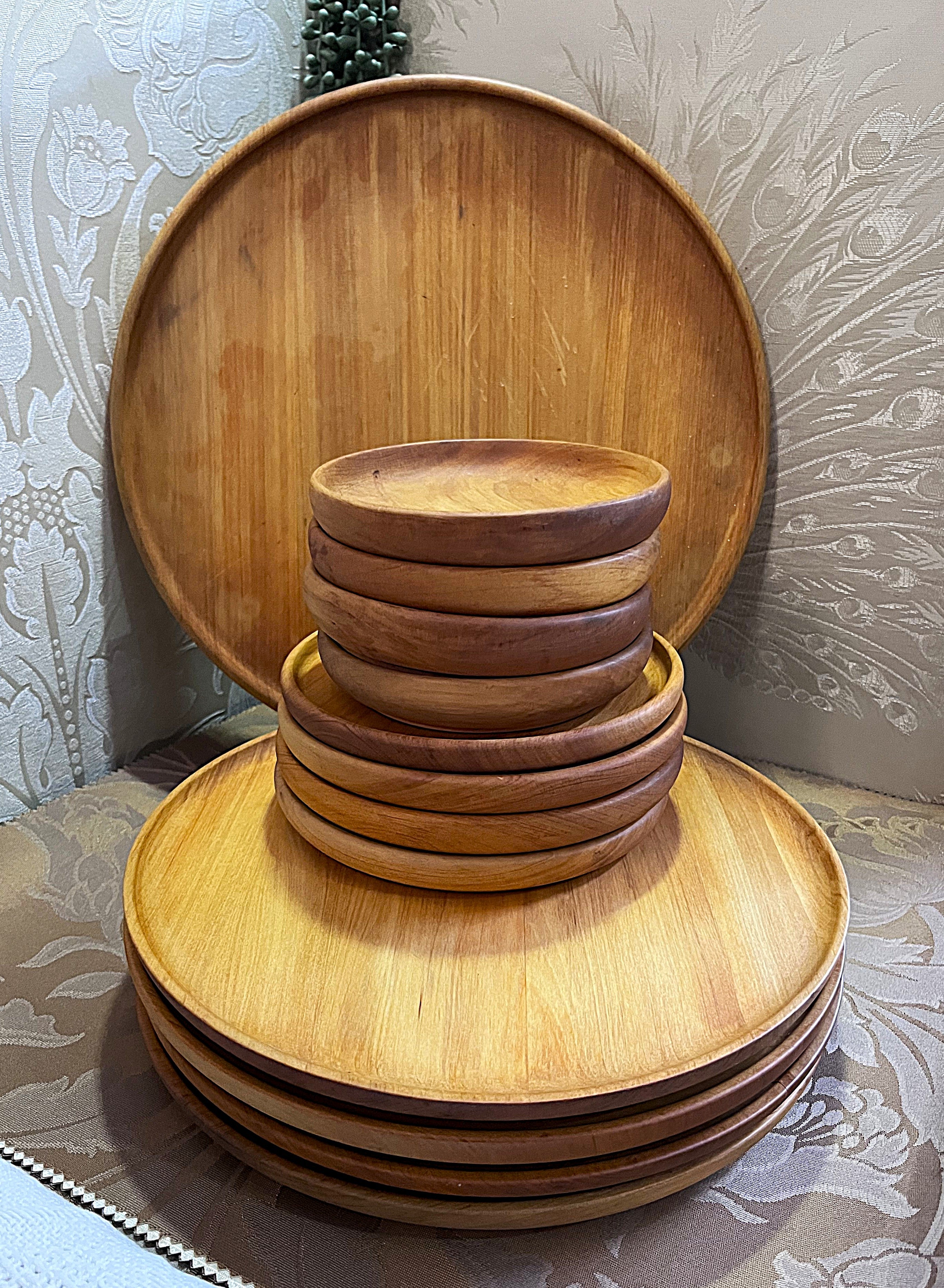 Dinnerware: MCM Solid Teak Modular Serving Set, 17
