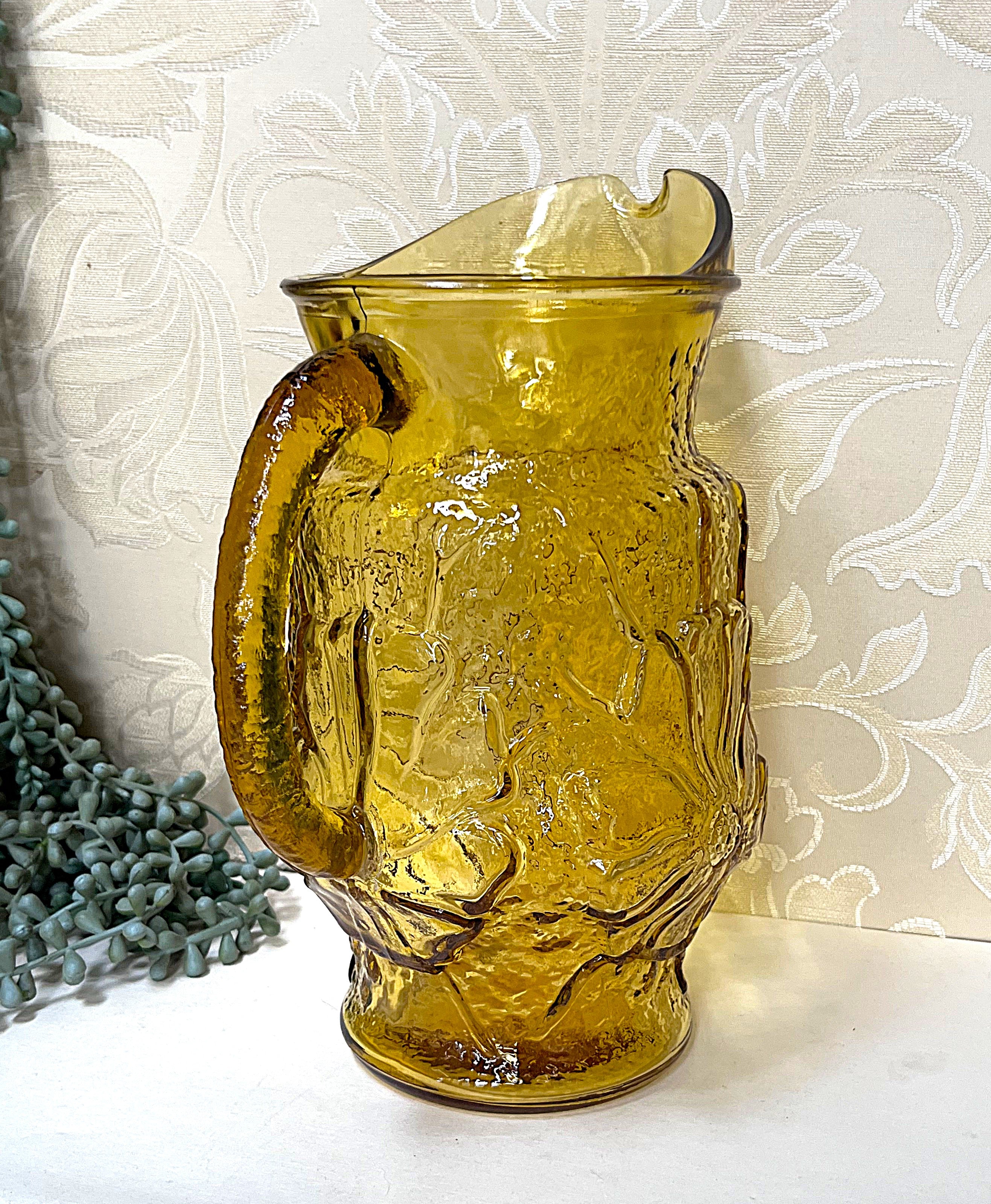 Coloured Glass: Anchor Hocking Rainflower Amber Pitcher