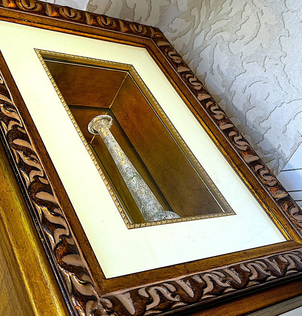 Antiquities: Framed Blown Glass Unguentarium, Attributed Roman c.1st–3rd Century AD