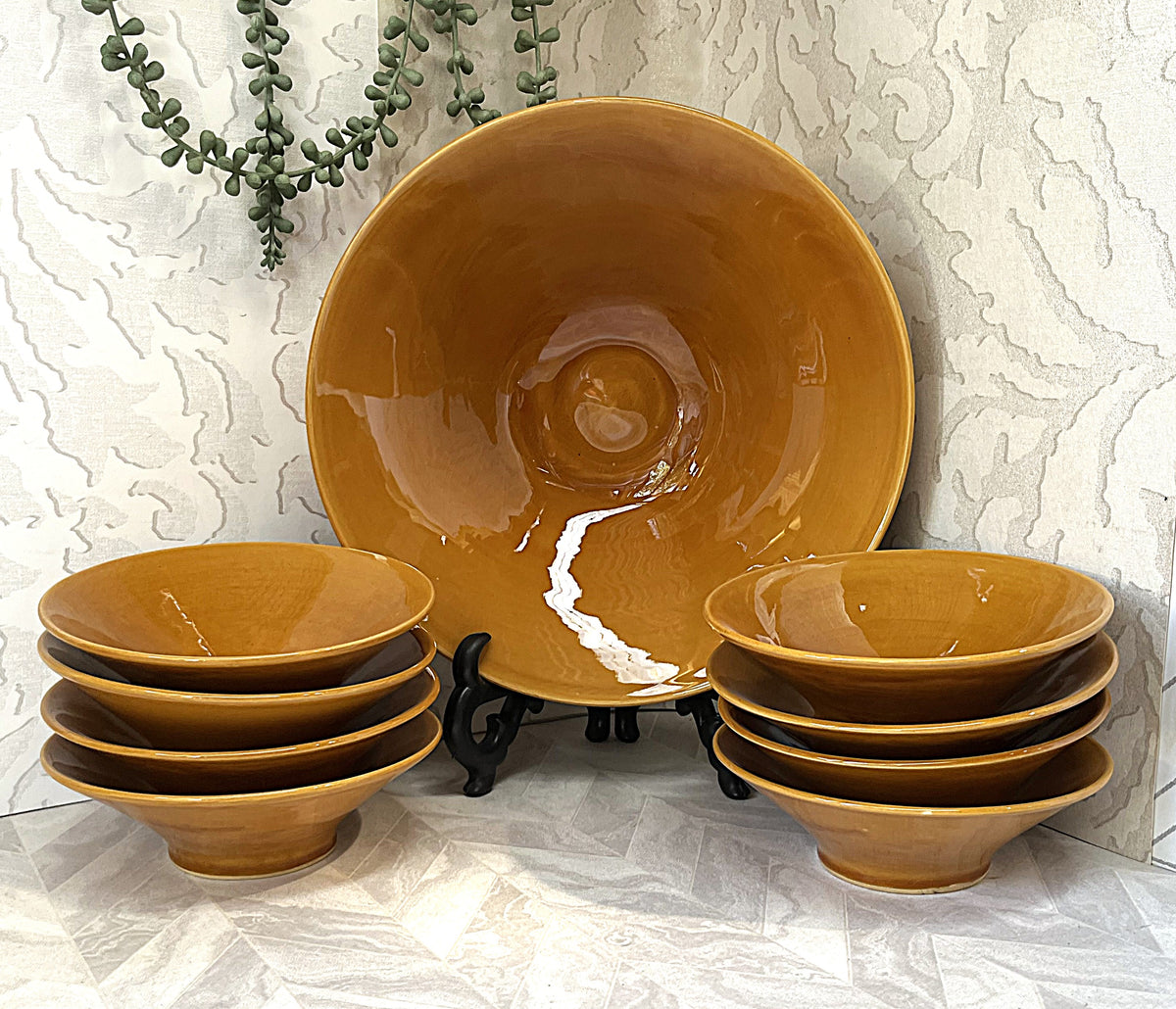 Master Potter: Anthony Shapiro - Signed Studio Pottery Salad Set