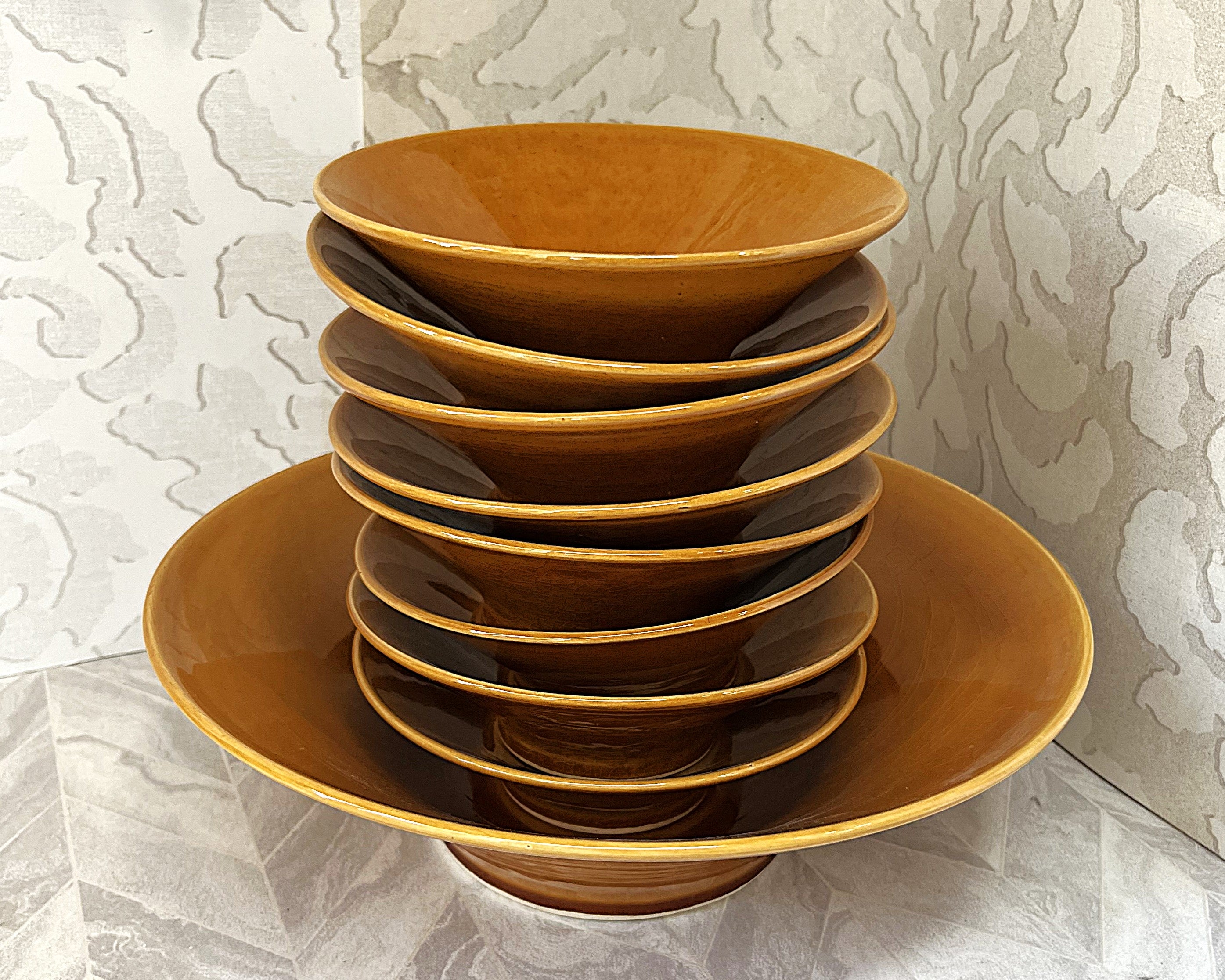 Master Potter: Anthony Shapiro - Signed Studio Pottery Salad Set