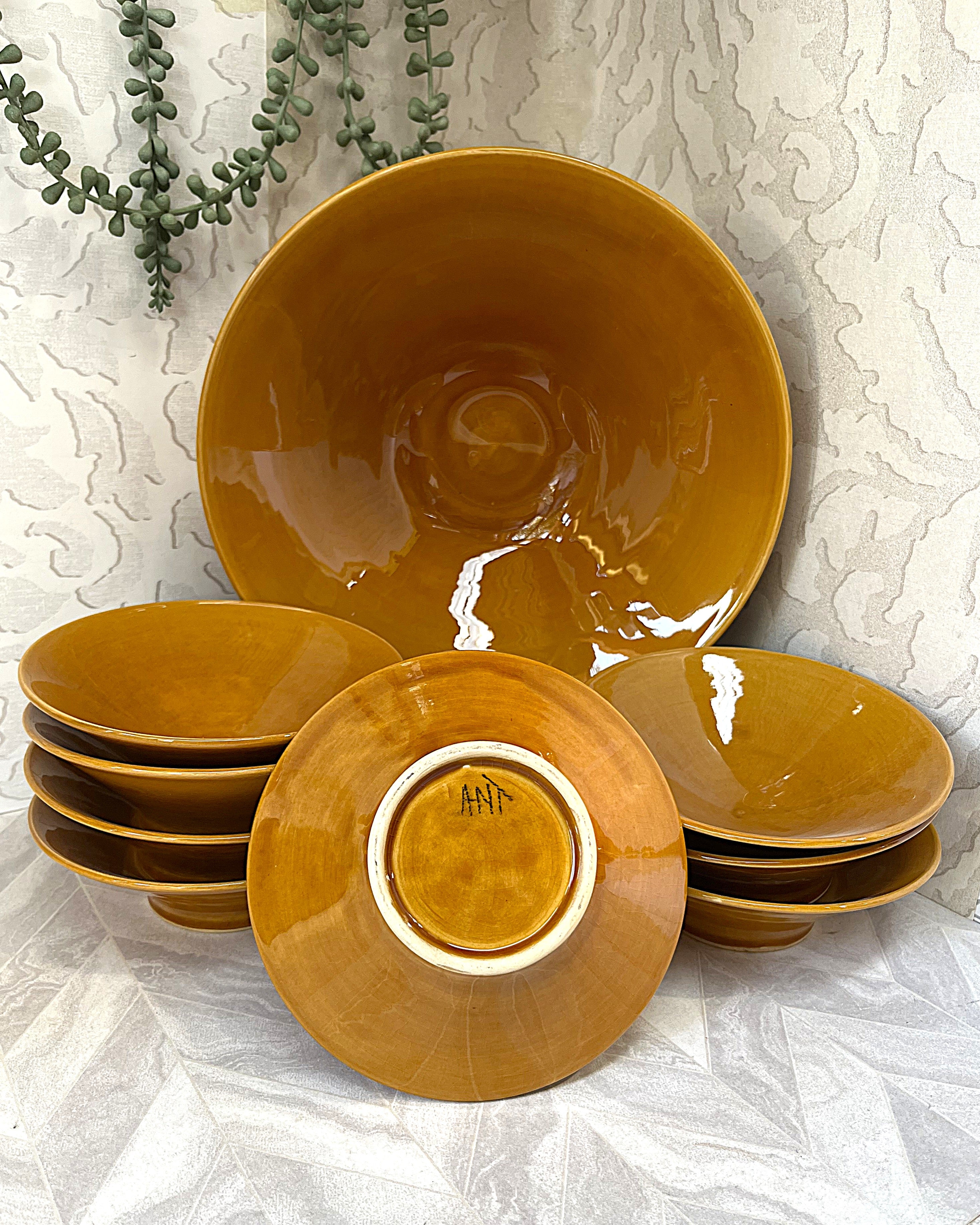 Master Potter: Anthony Shapiro - Signed Studio Pottery Salad Set