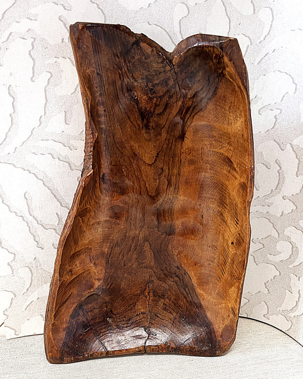 Carved Wood: African Wild Olive Wood Sculptural Bowl