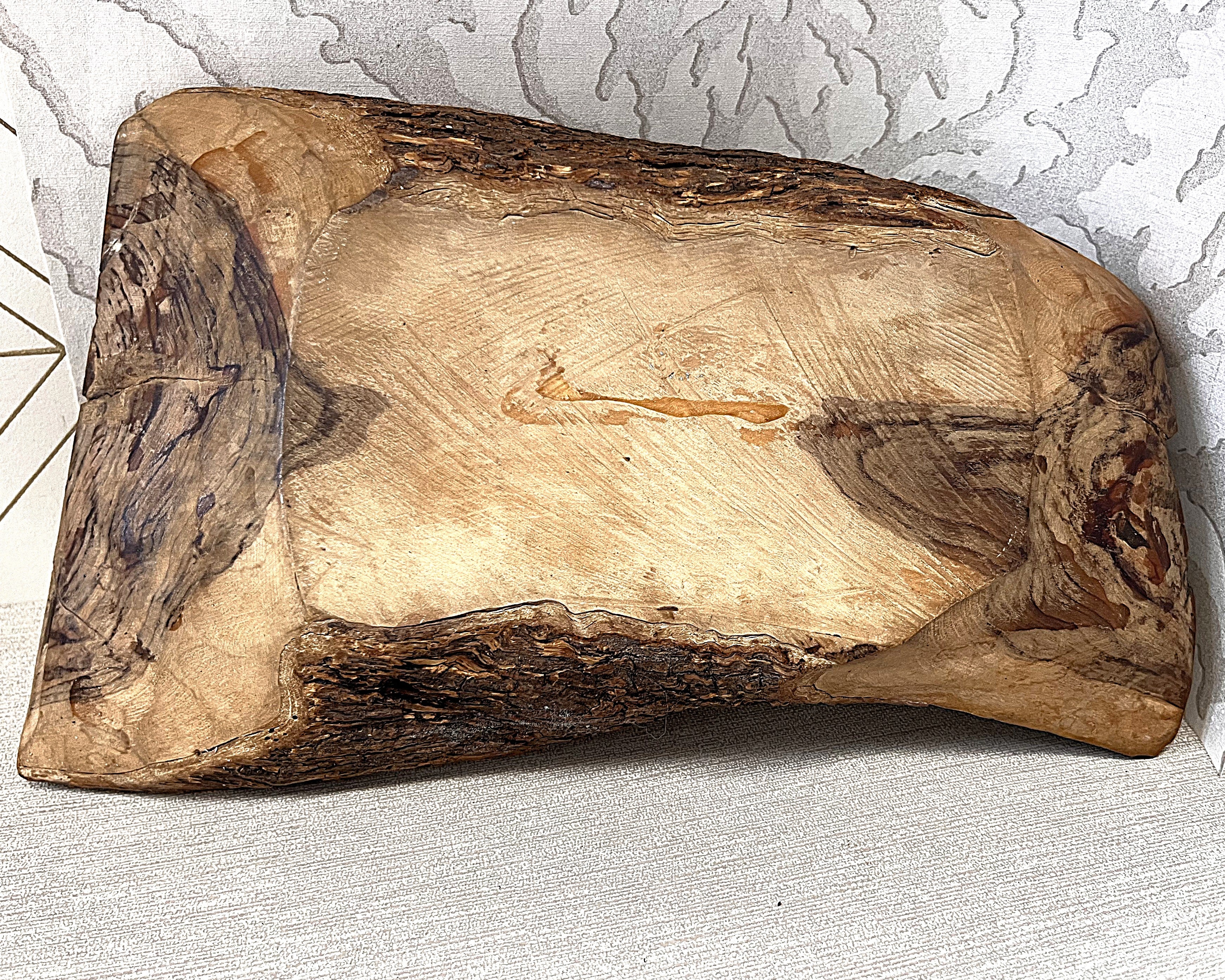 Carved Wood: African Wild Olive Wood Sculptural Bowl