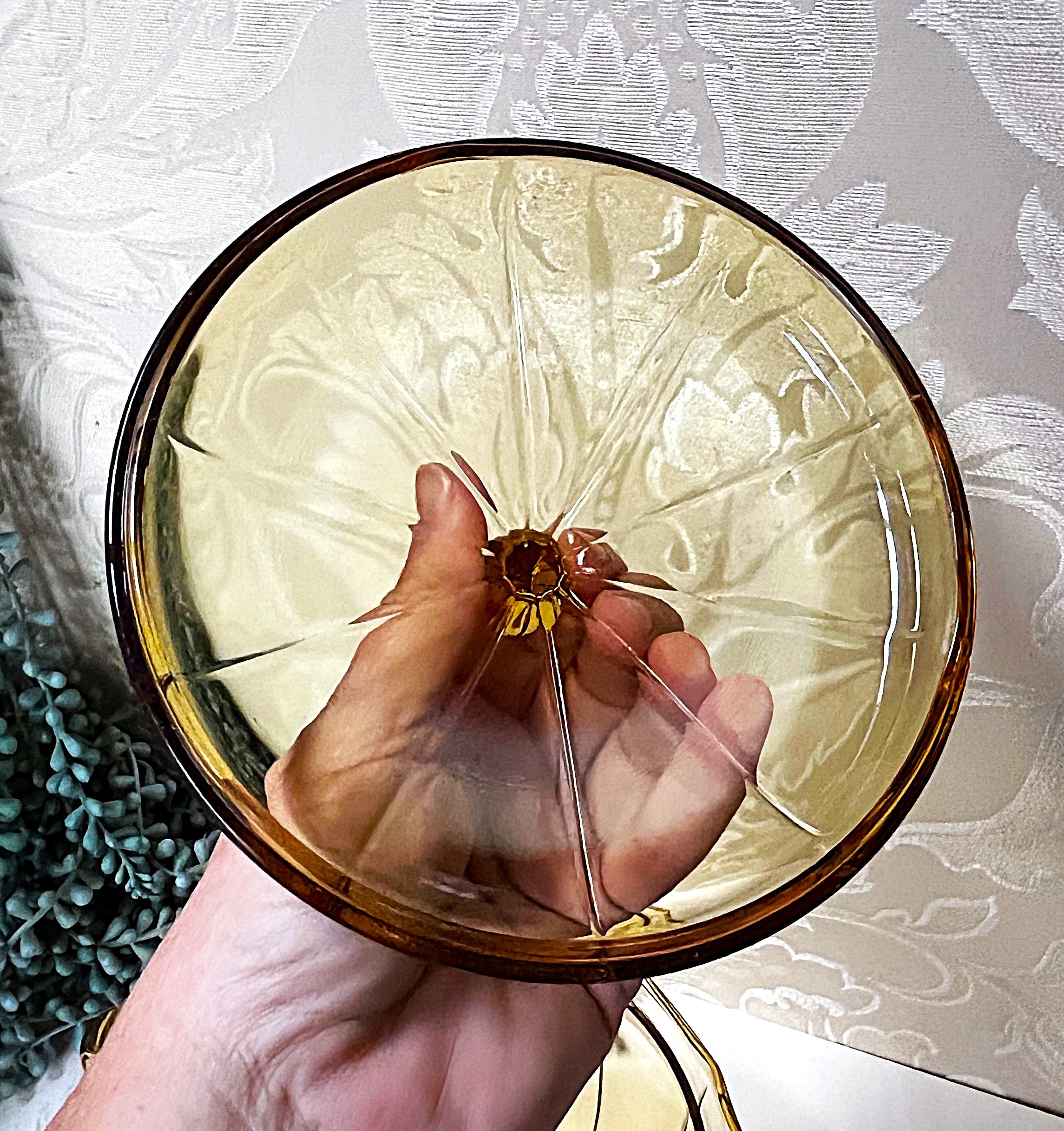 Coloured Glass: Akro Amber Topaz Glass Teapot