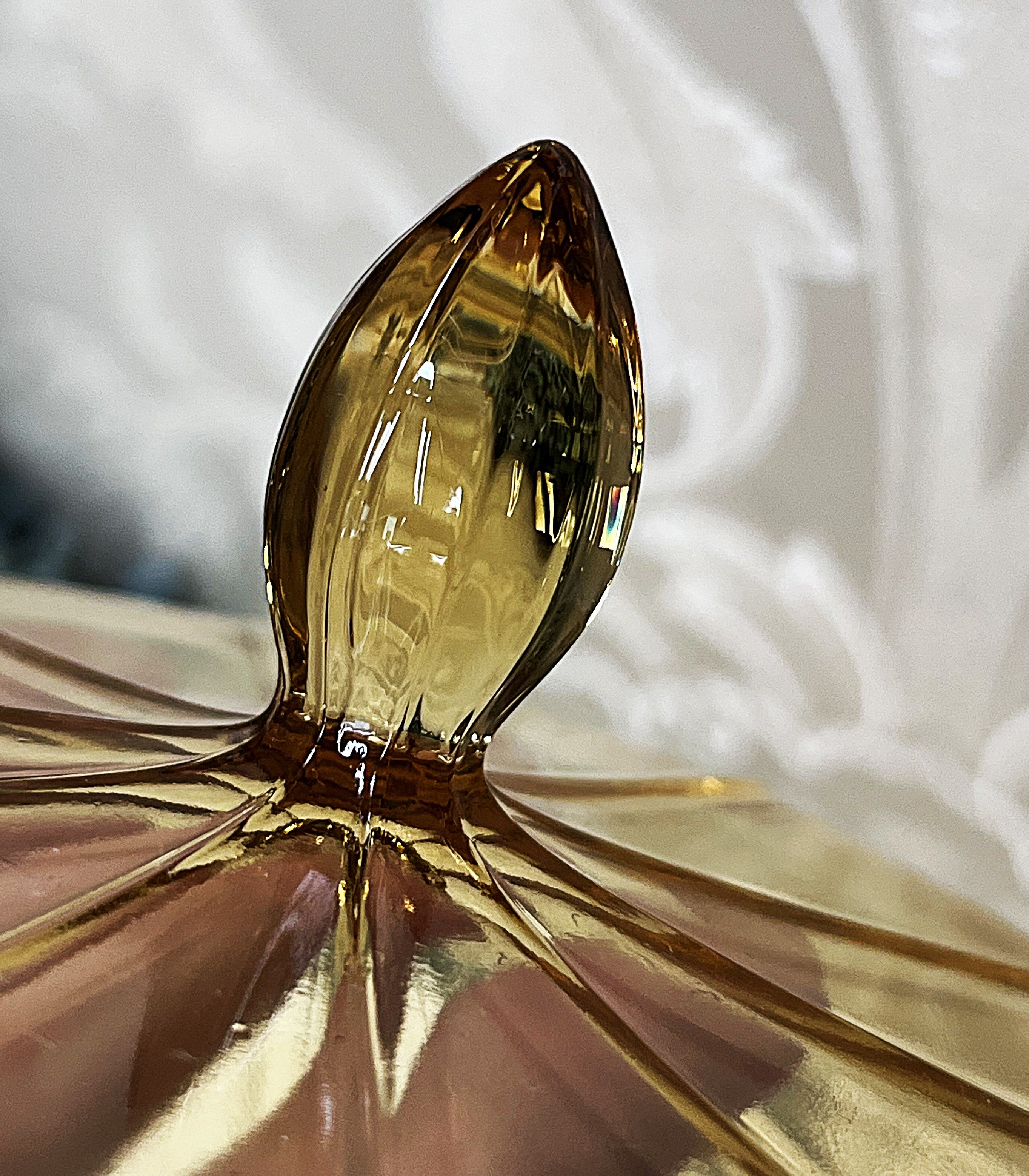 Coloured Glass: Akro Amber Topaz Glass Teapot
