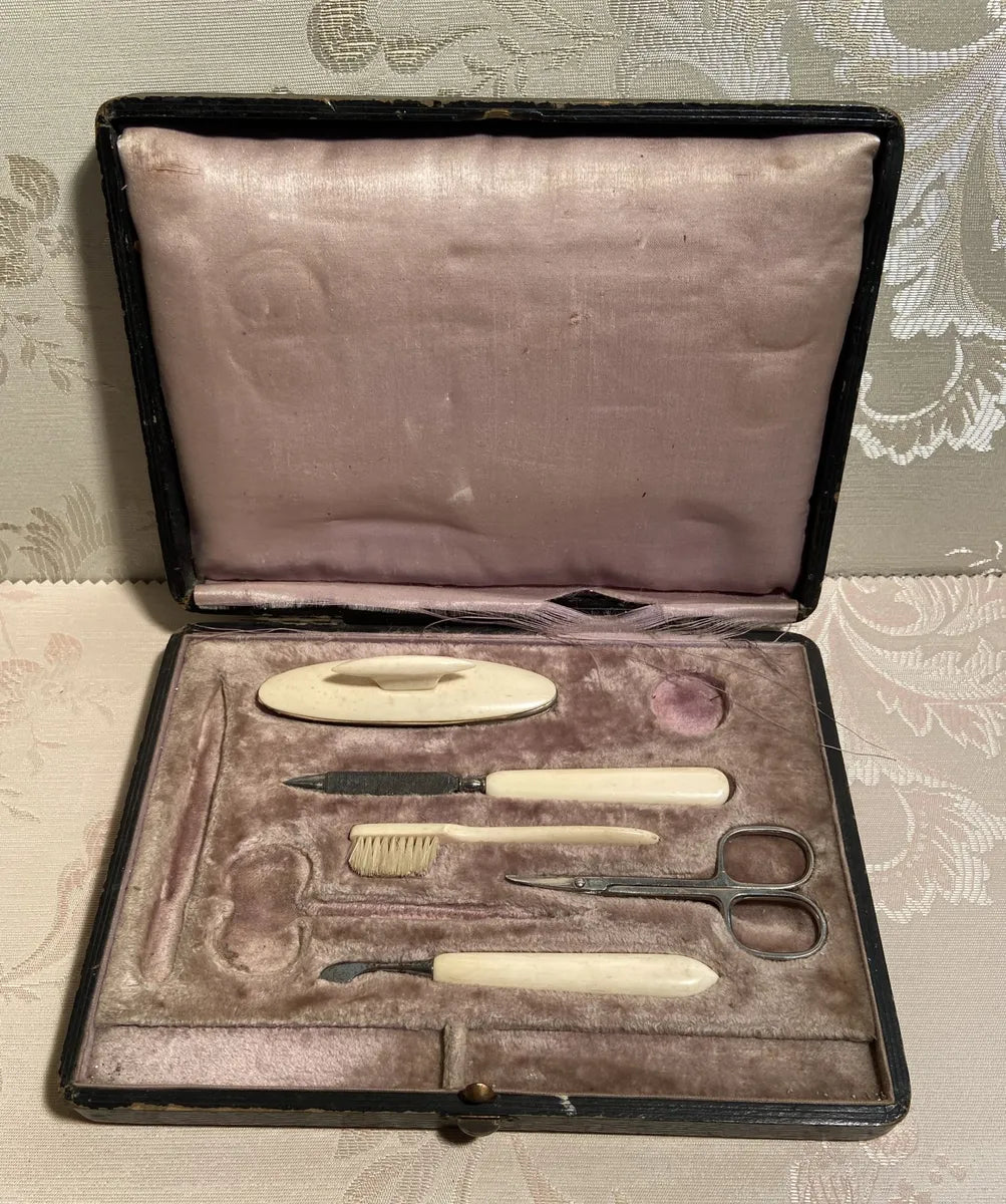 Manicure Set: Antique 1900's Bone, 5