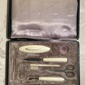 Manicure Set: Antique 1900's Bone, 5