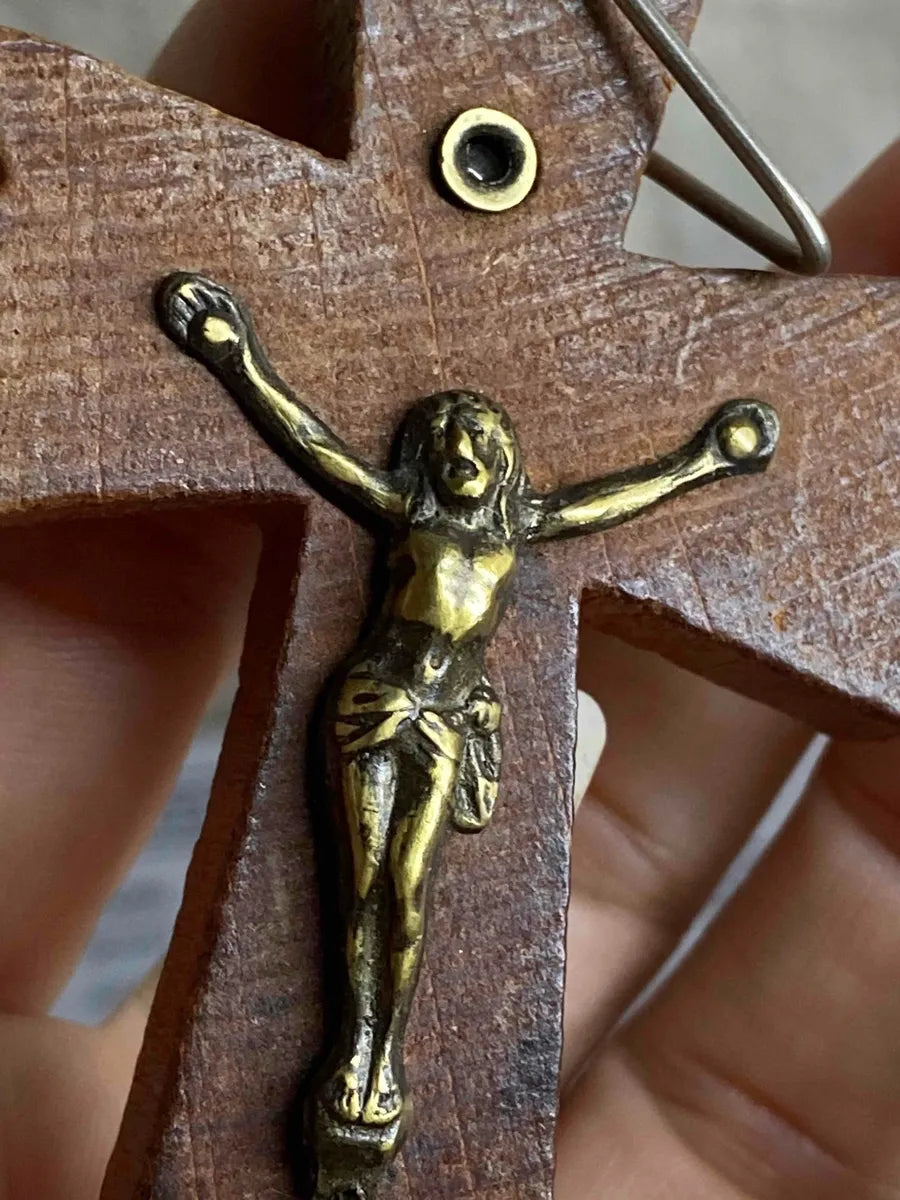 Spiritual Artifacts: Antique 1920s French Monk Rosary Crucifix