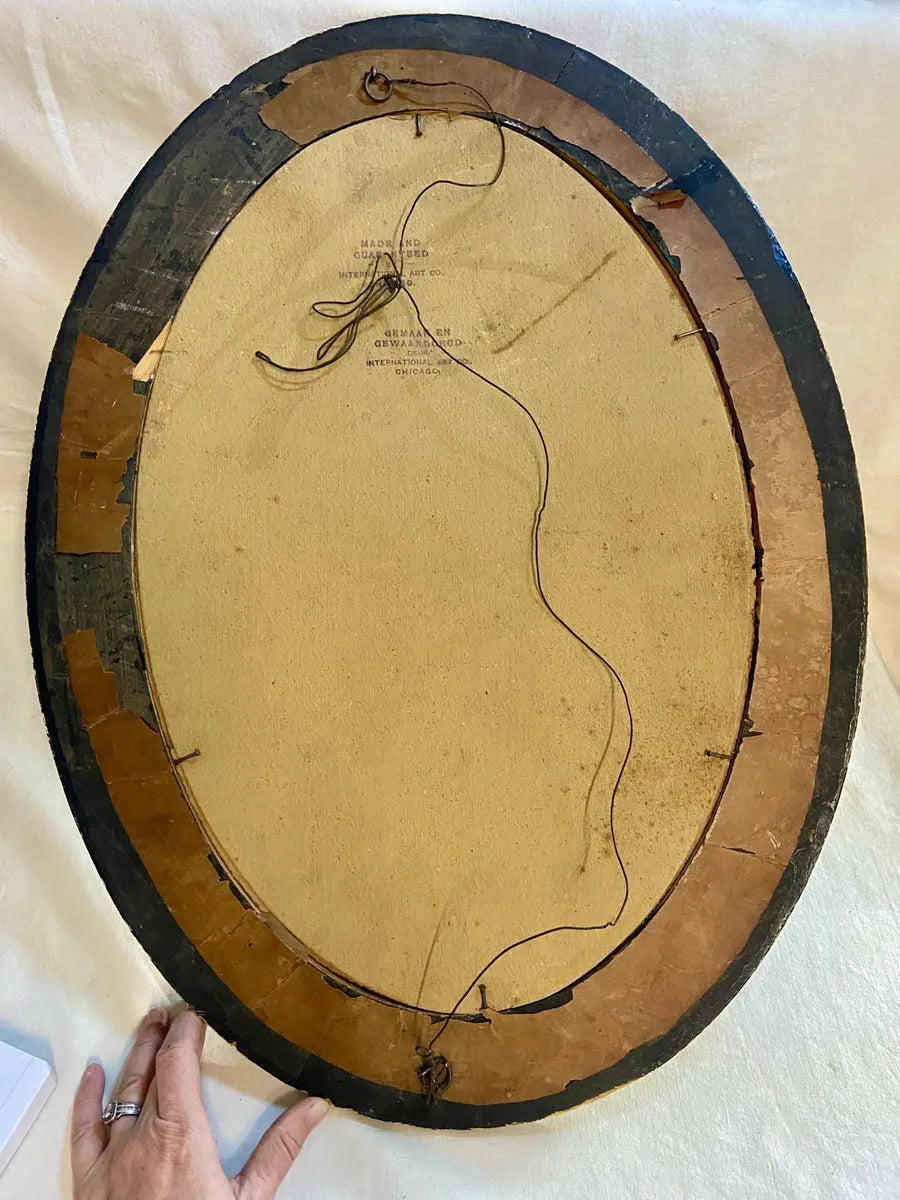Wall Art: Antique Convex Bubble Glass Couple Portrait Frame