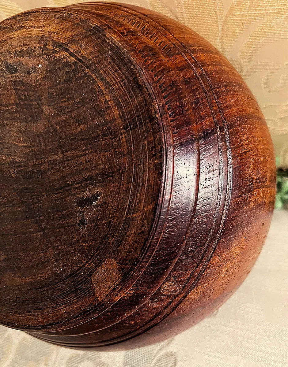 Treen Lidded Jar: Antique Victorian Walnut Tobacco Humidor