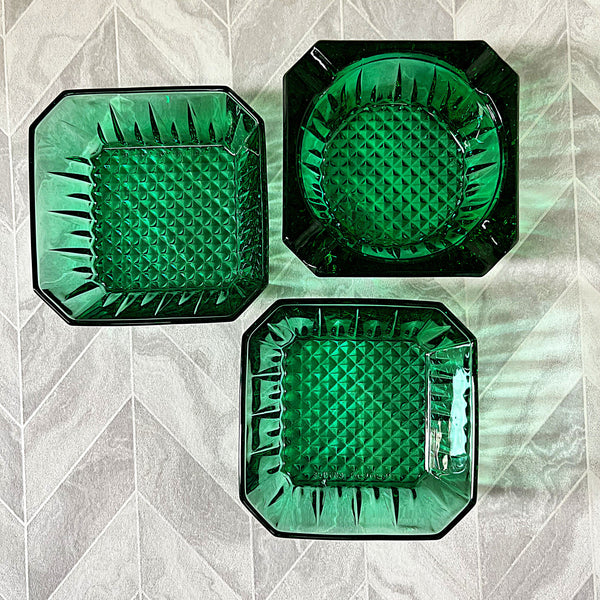 Arcoroc: Appetizer Bowls & an Ashtray, Emerald Green