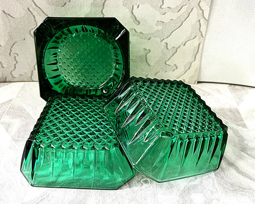 Arcoroc: Appetizer Bowls & an Ashtray, Emerald Green
