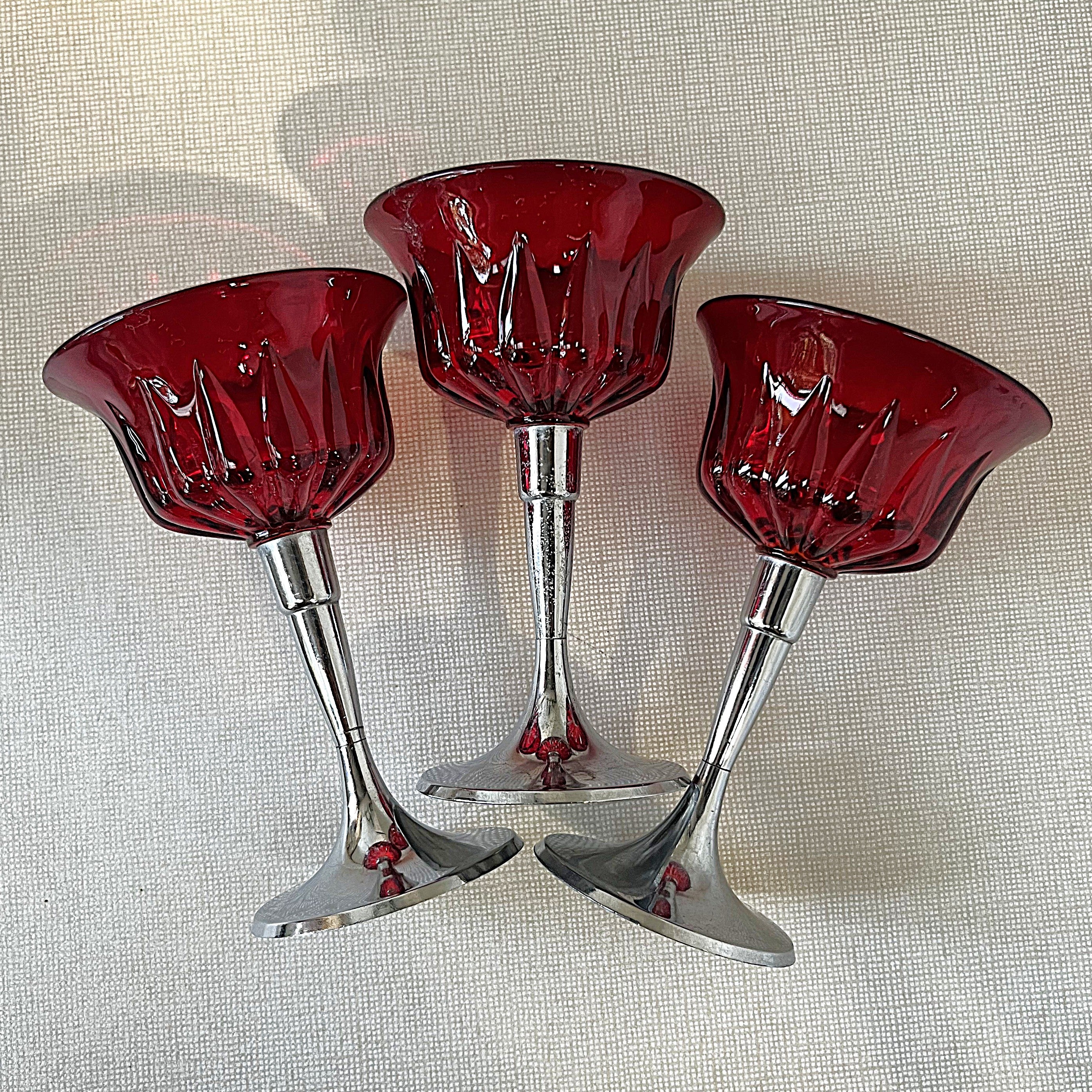 Stemware: Keystoneware Art Deco Coupes with Chrome Screw Stems, 3