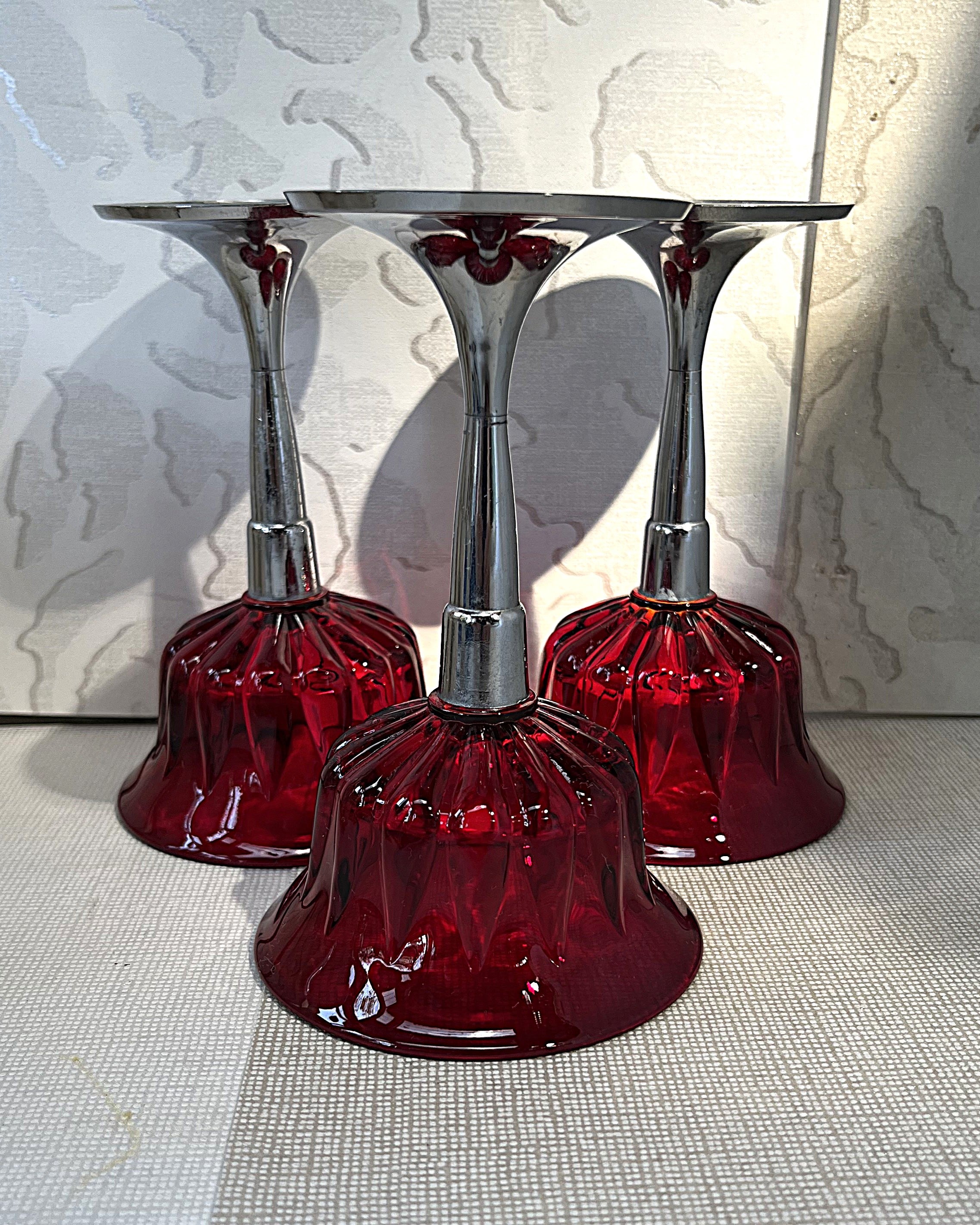 Stemware: Keystoneware Art Deco Coupes with Chrome Screw Stems, 3