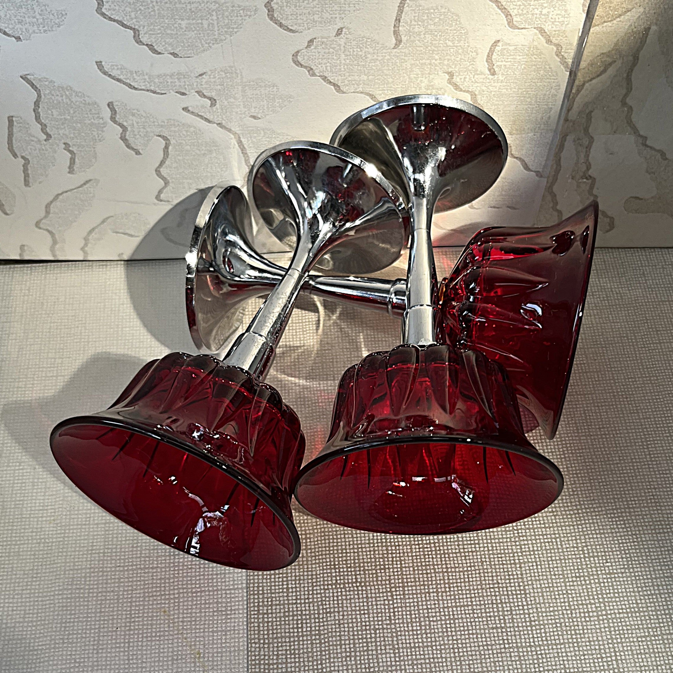 Stemware: Keystoneware Art Deco Coupes with Chrome Screw Stems, 3
