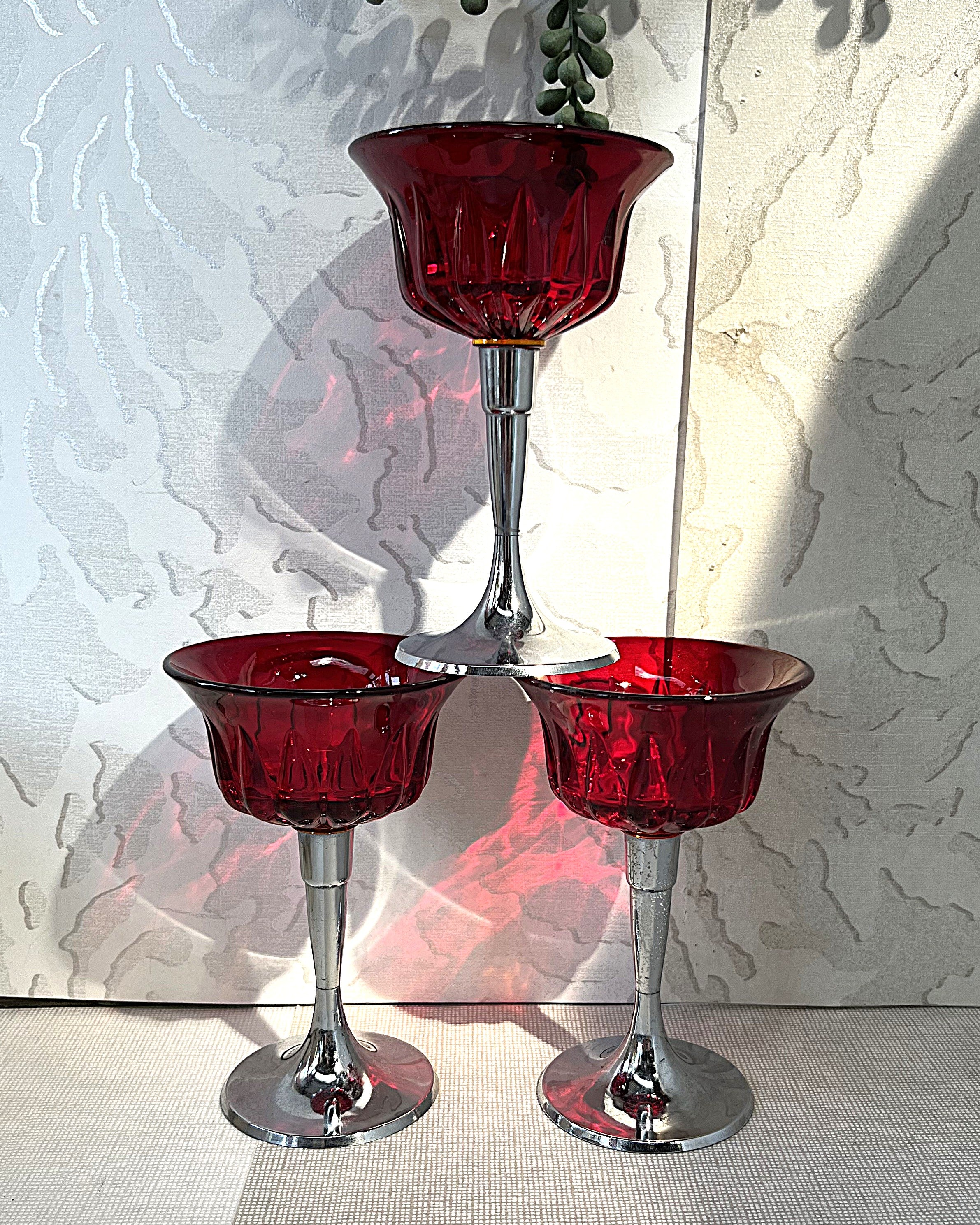 Stemware: Keystoneware Art Deco Coupes with Chrome Screw Stems, 3