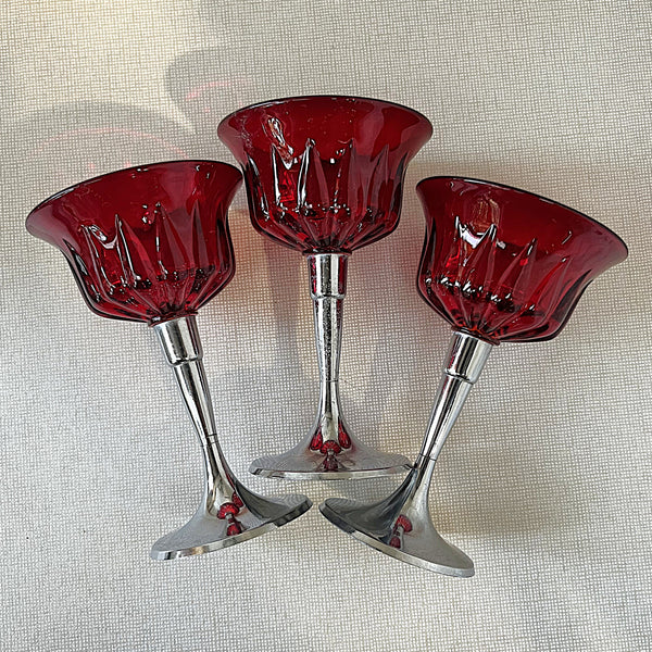 Stemware: Keystoneware Art Deco Coupes with Chrome Screw Stems, 3
