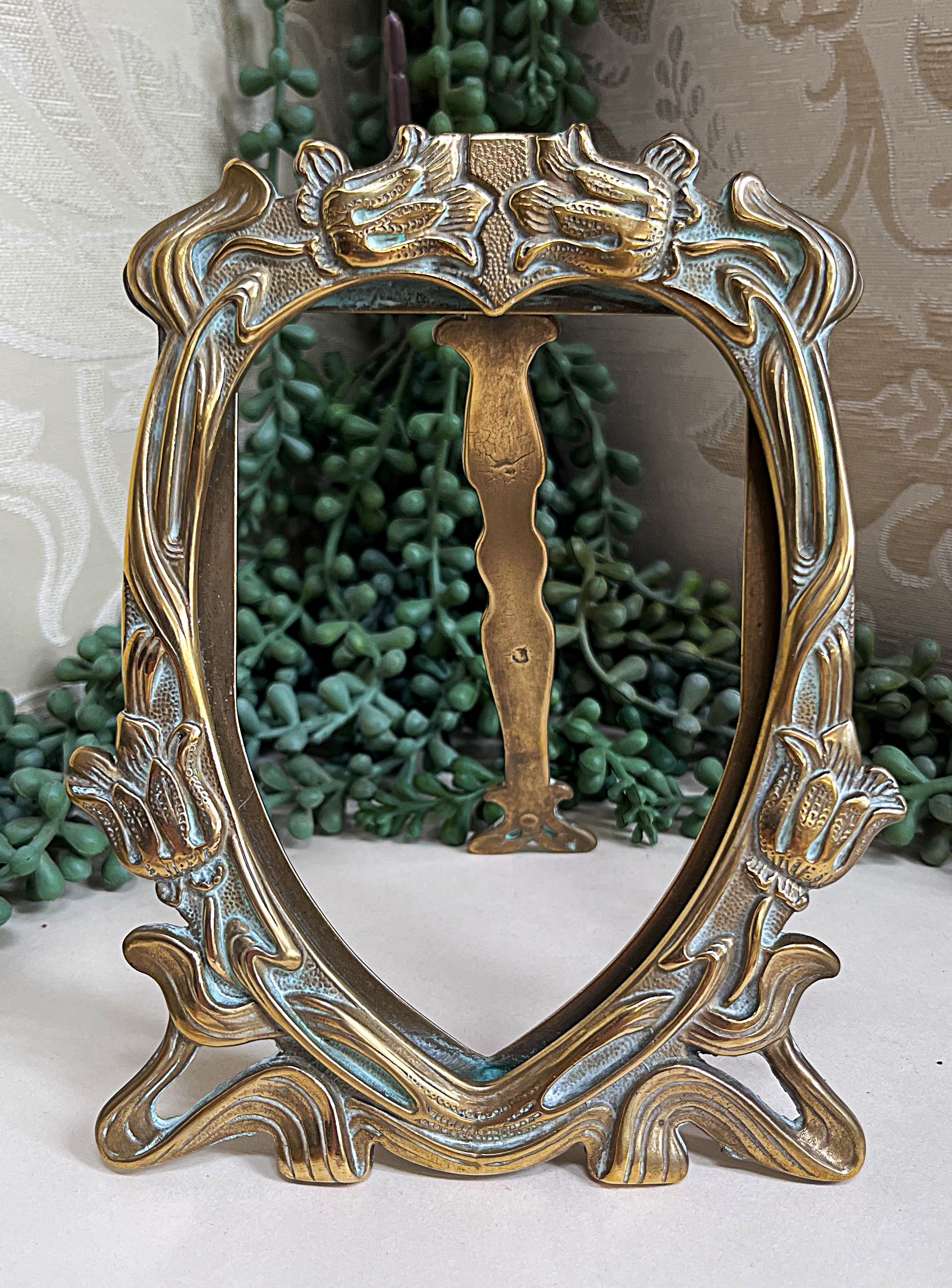 Frames: Art Nouveau Solid Brass Picture Frame