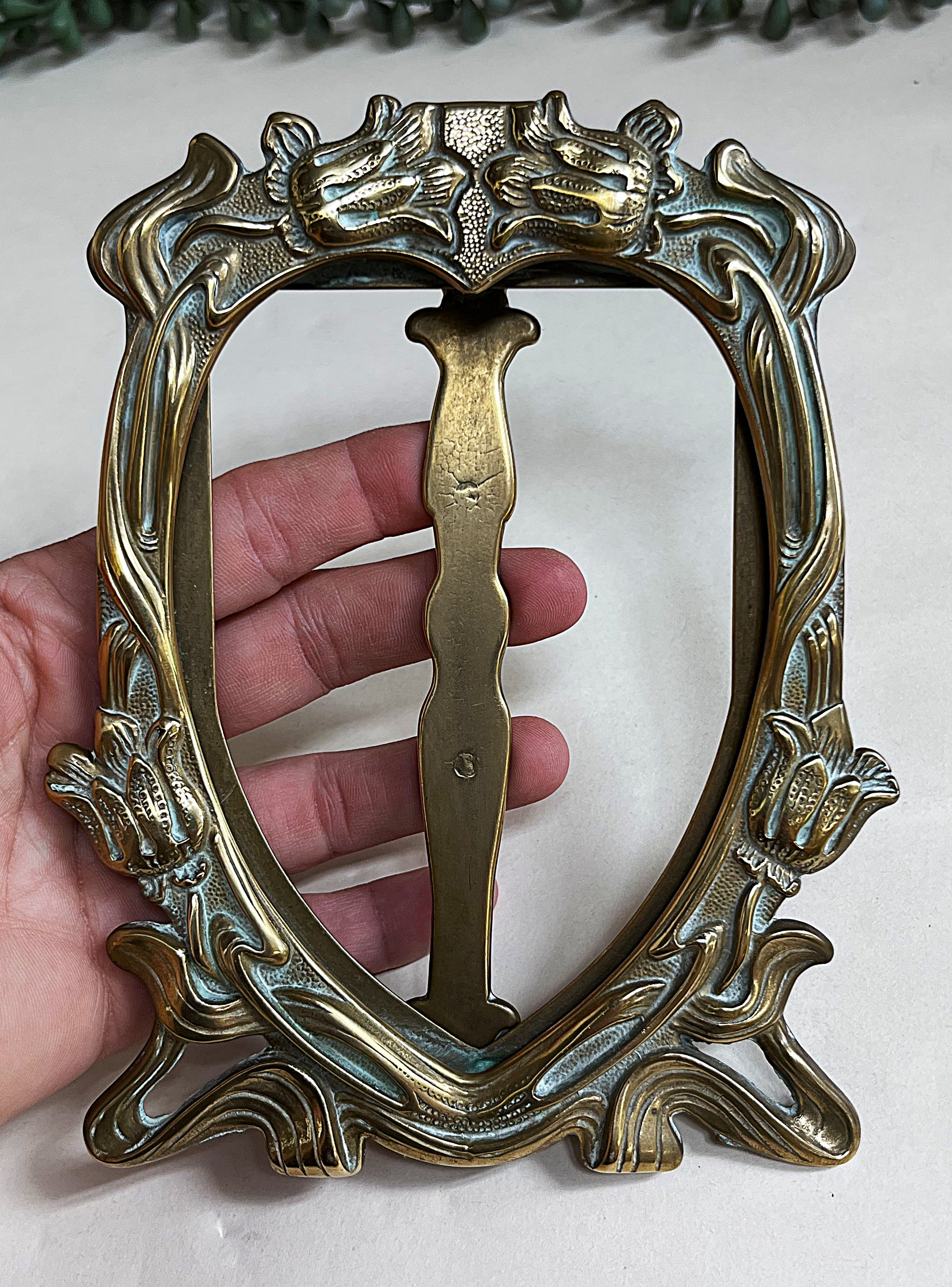 Frames: Art Nouveau Solid Brass Picture Frame