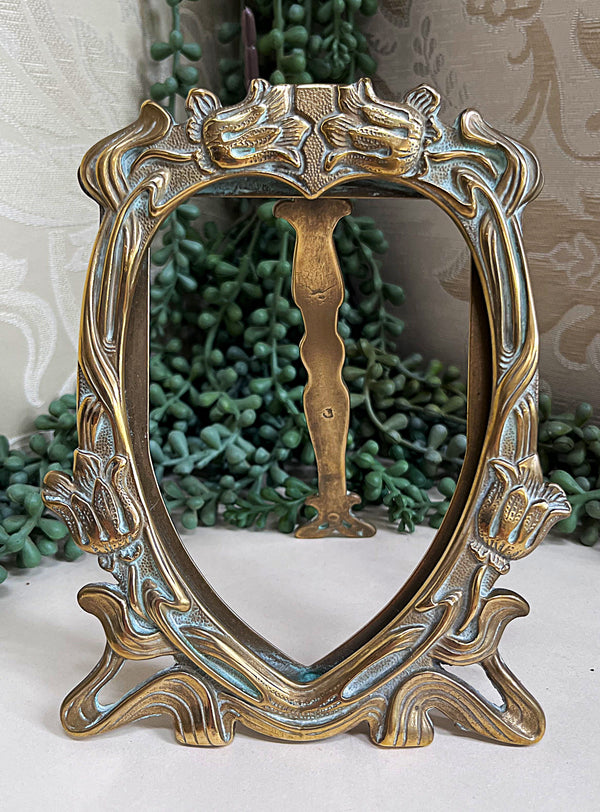 Frames: Art Nouveau Solid Brass Picture Frame