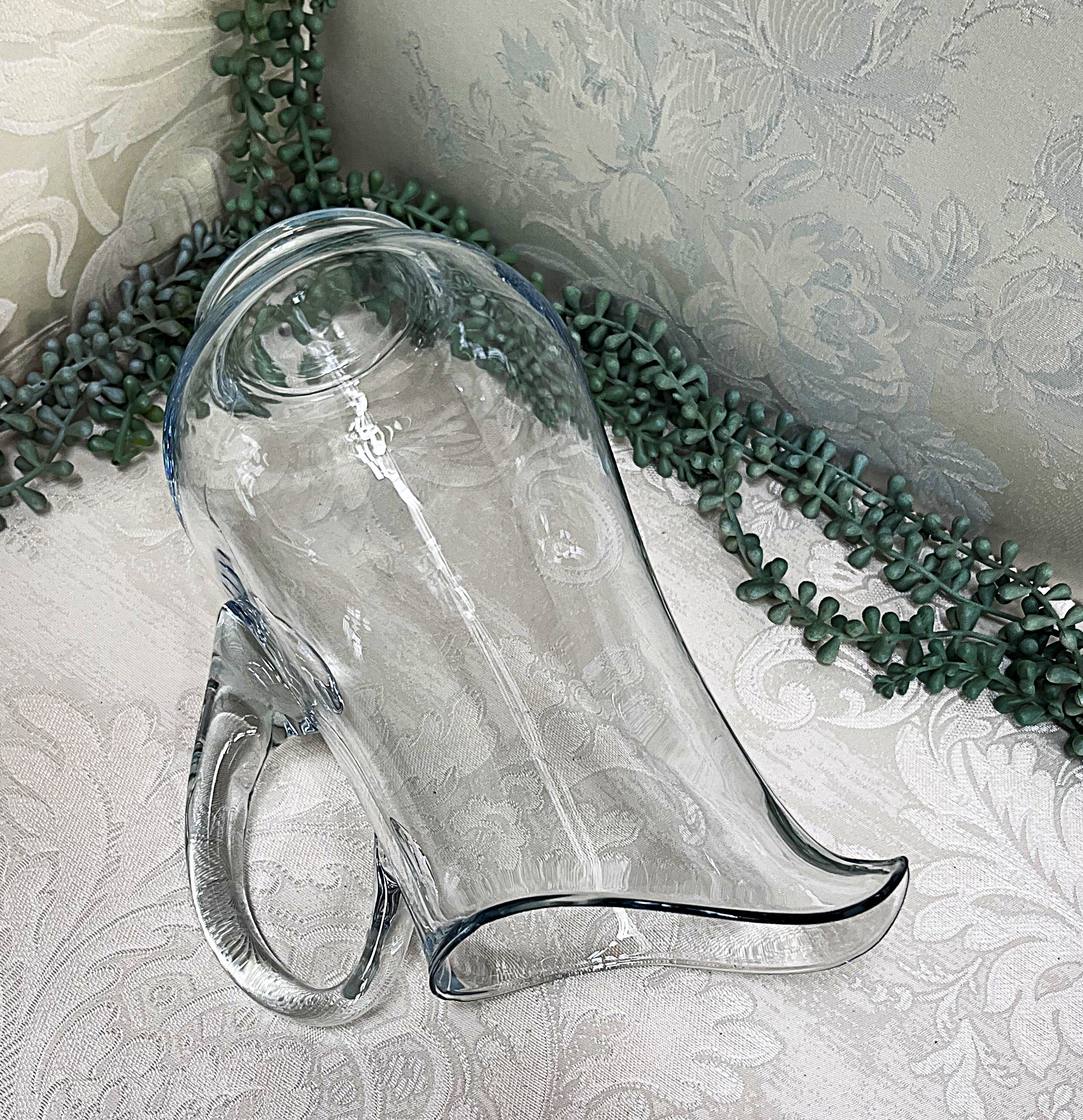 Glass Pitcher: Libbey Atlantis Style Tall Blue-Tint Glass Pitcher