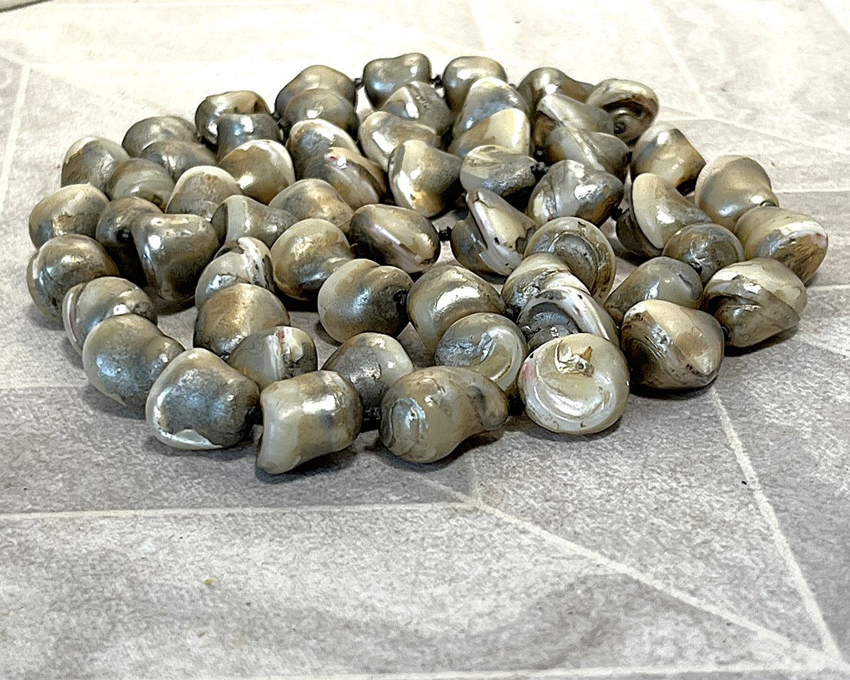 Jewellery: South Pacific Heavy Baroque Mother-of-Pearl Hand-Knotted 80cm Opera Strand