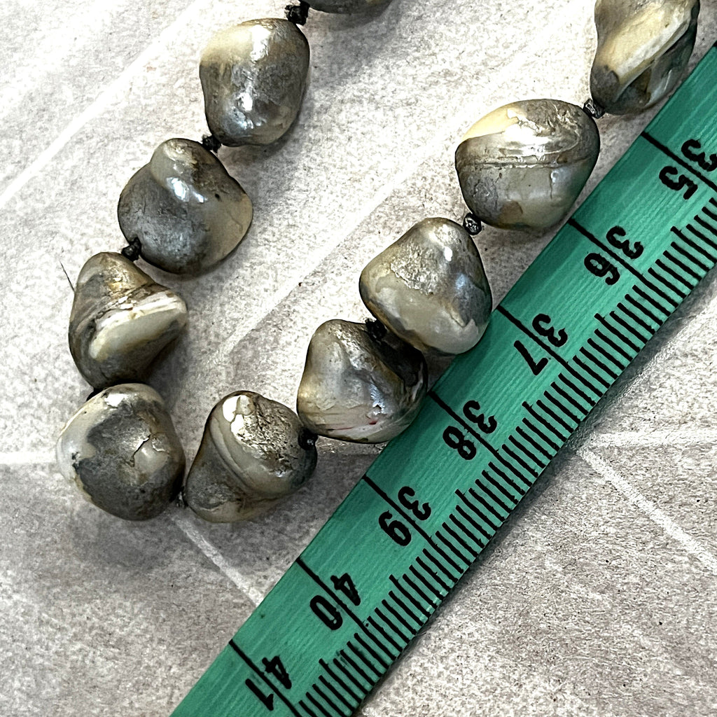 Jewellery: South Pacific Heavy Baroque Mother-of-Pearl Hand-Knotted 80cm Opera Strand
