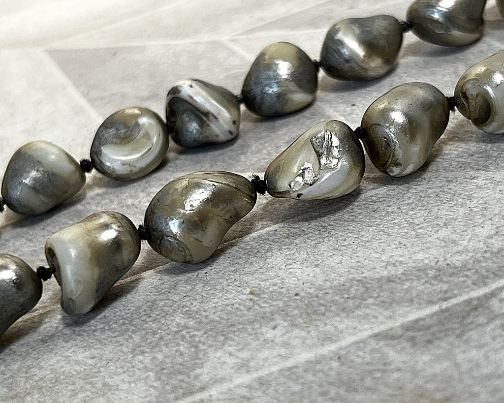 Jewellery: South Pacific Heavy Baroque Mother-of-Pearl Hand-Knotted 80cm Opera Strand