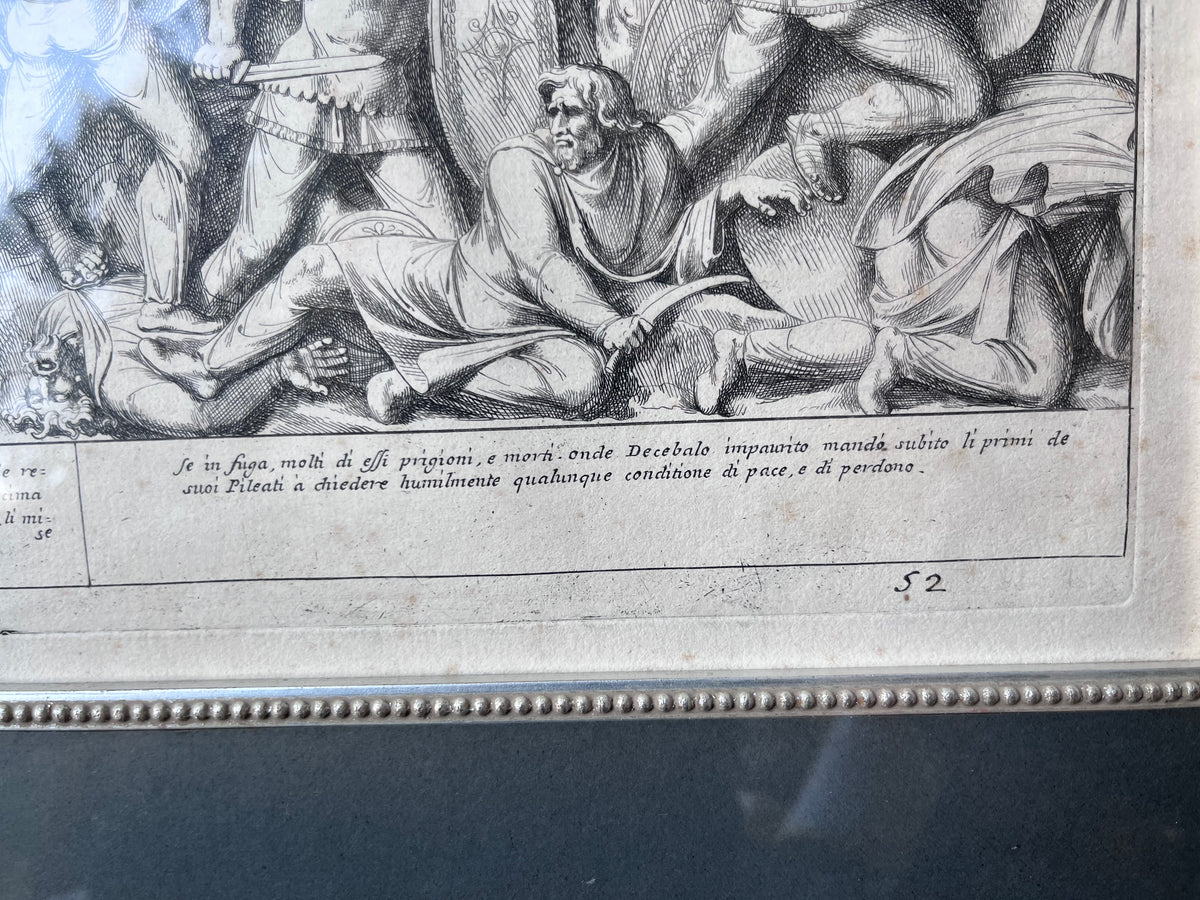 Original Prints: Antique c.1672 Pietro Santi Bartoli Trajan's Column, Plate 52