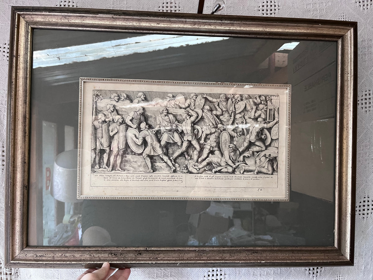 Original Prints: Antique c.1672 Pietro Santi Bartoli Trajan's Column, Plate 52
