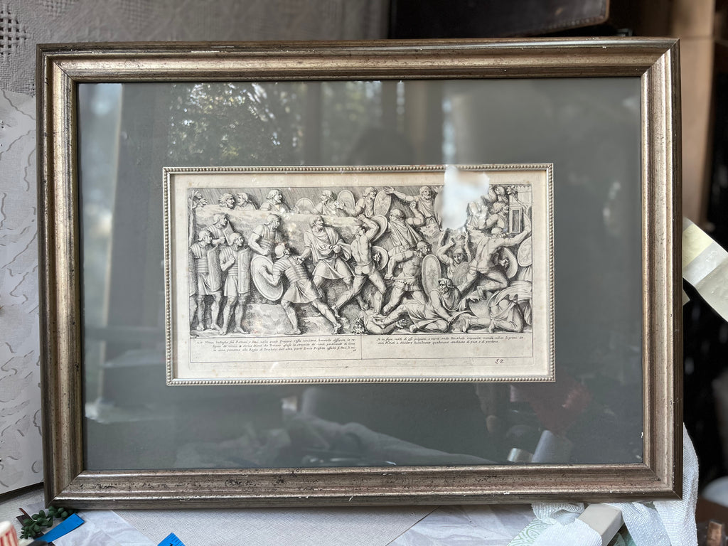 Original Prints: Antique c.1672 Pietro Santi Bartoli Trajan's Column, Plate 52