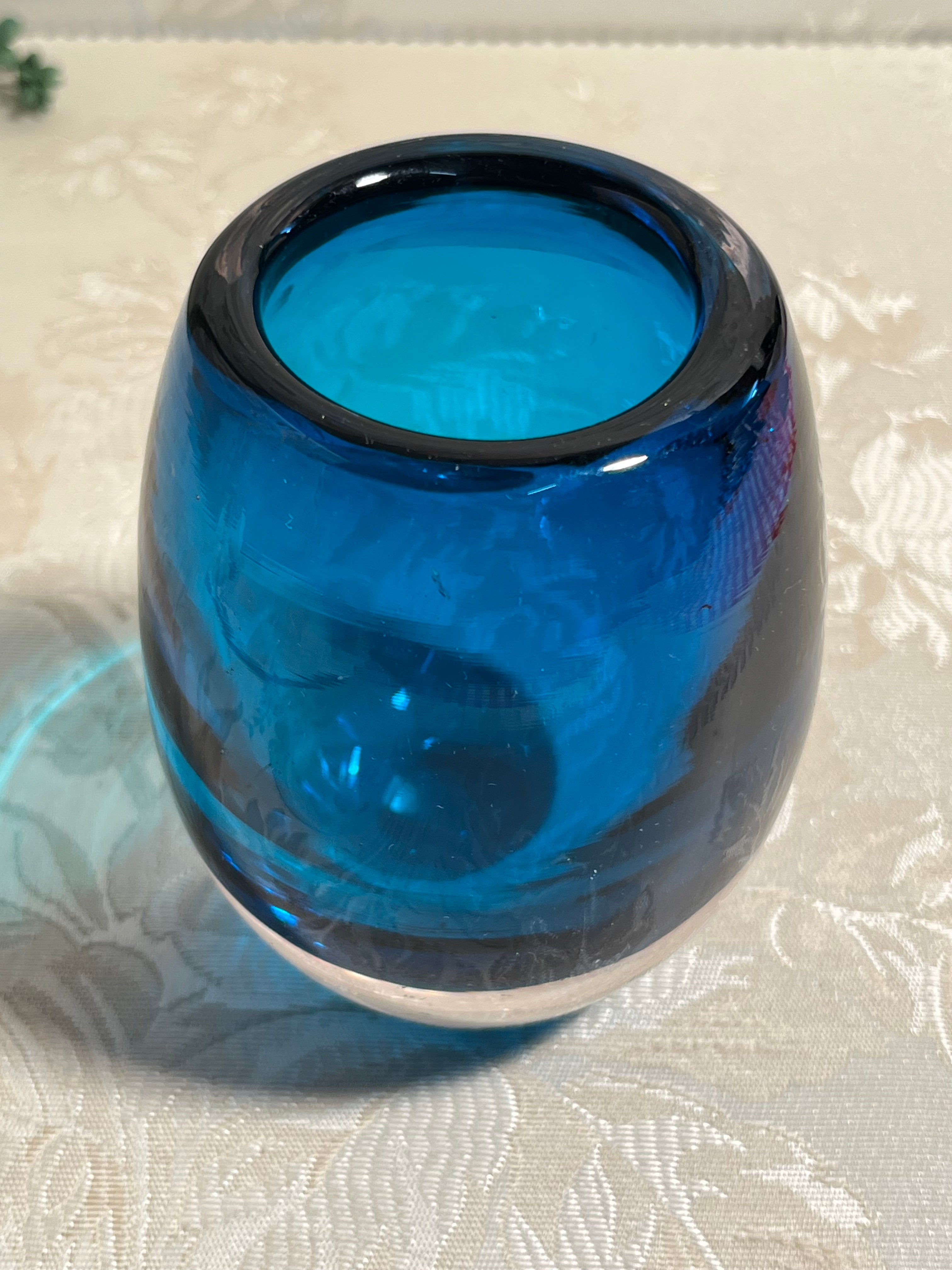 Vases: Geoffrey Baxter Kingfisher Blue Cased Ovoid Vase