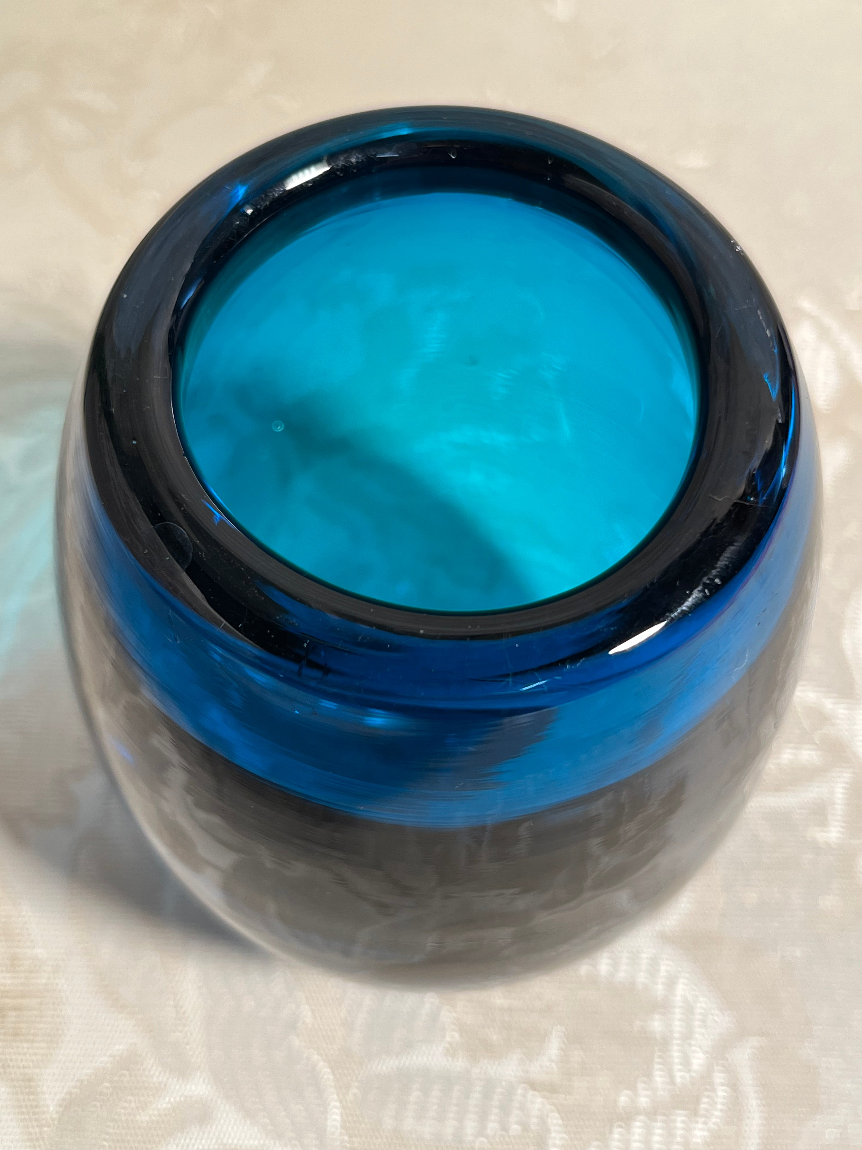 Vases: Geoffrey Baxter Kingfisher Blue Cased Ovoid Vase
