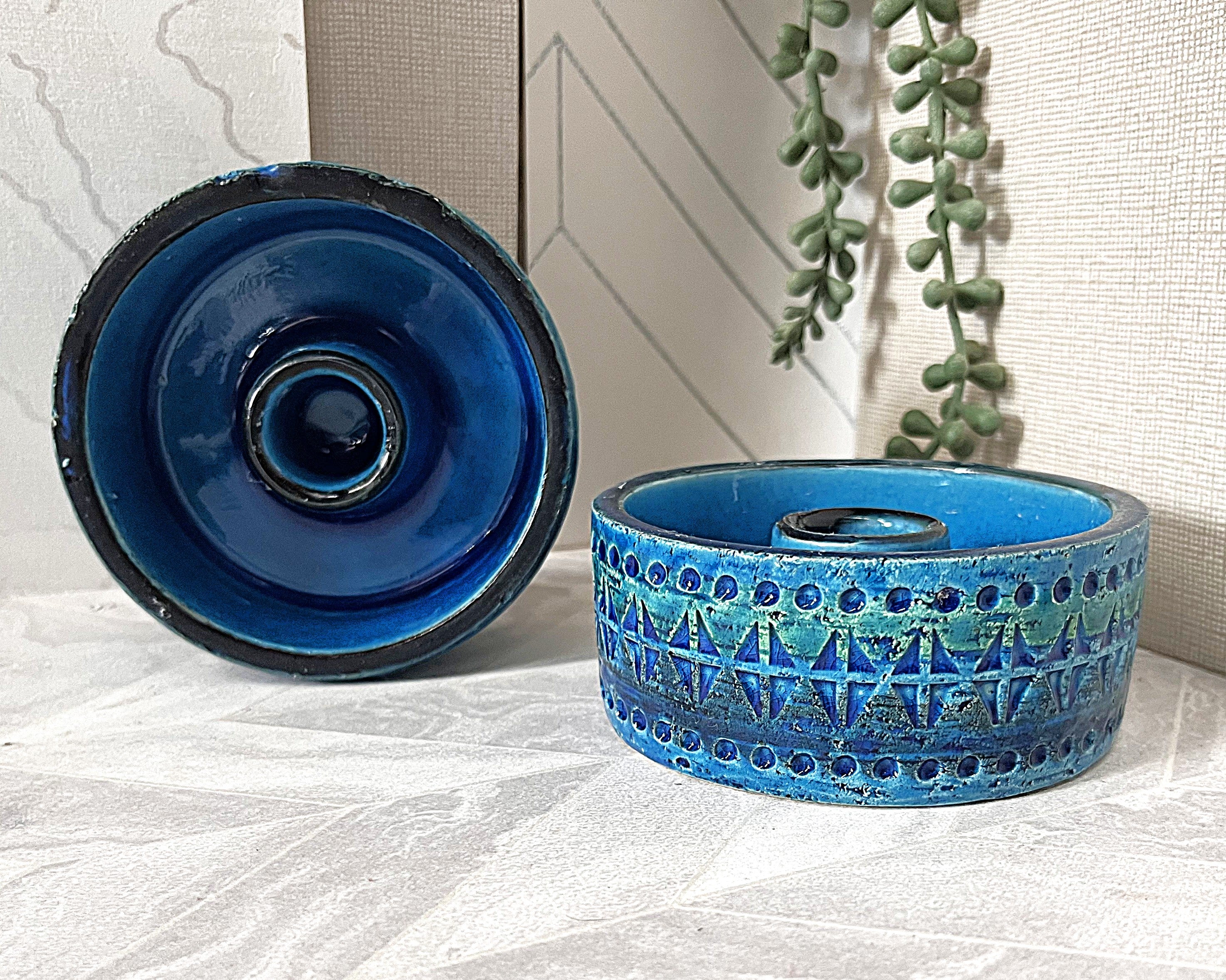 Italian: Bitossi, Rimini Blue, Candle Holders, 2