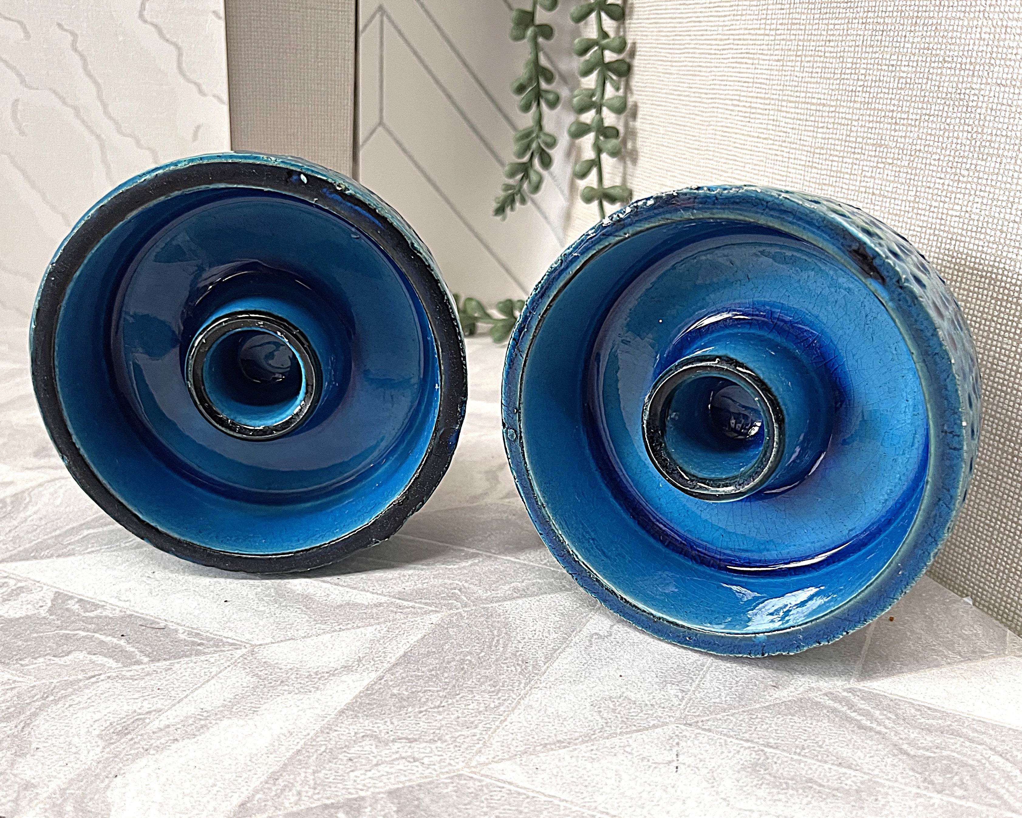 Italian: Bitossi, Rimini Blue, Candle Holders, 2