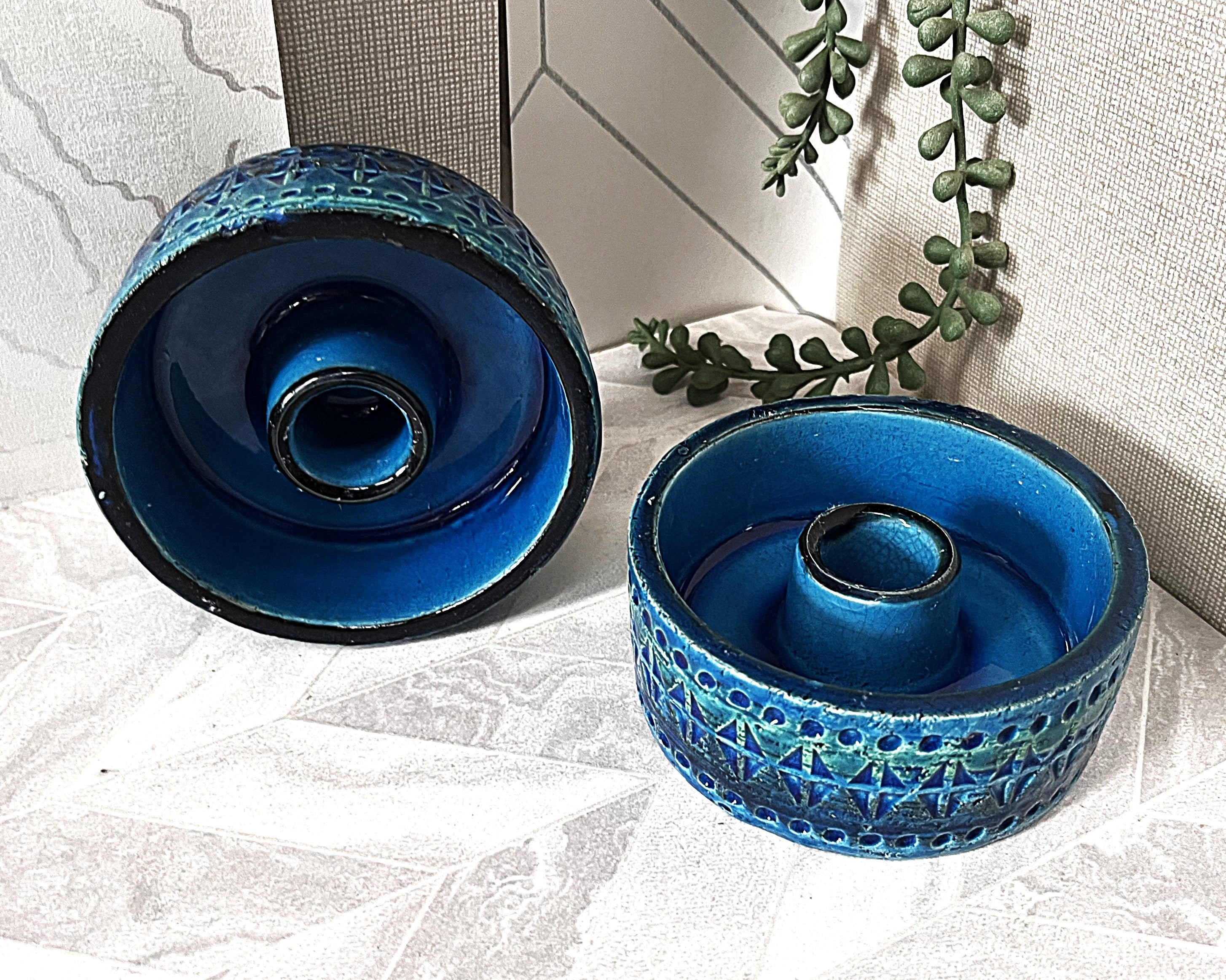 Italian: Bitossi, Rimini Blue, Candle Holders, 2