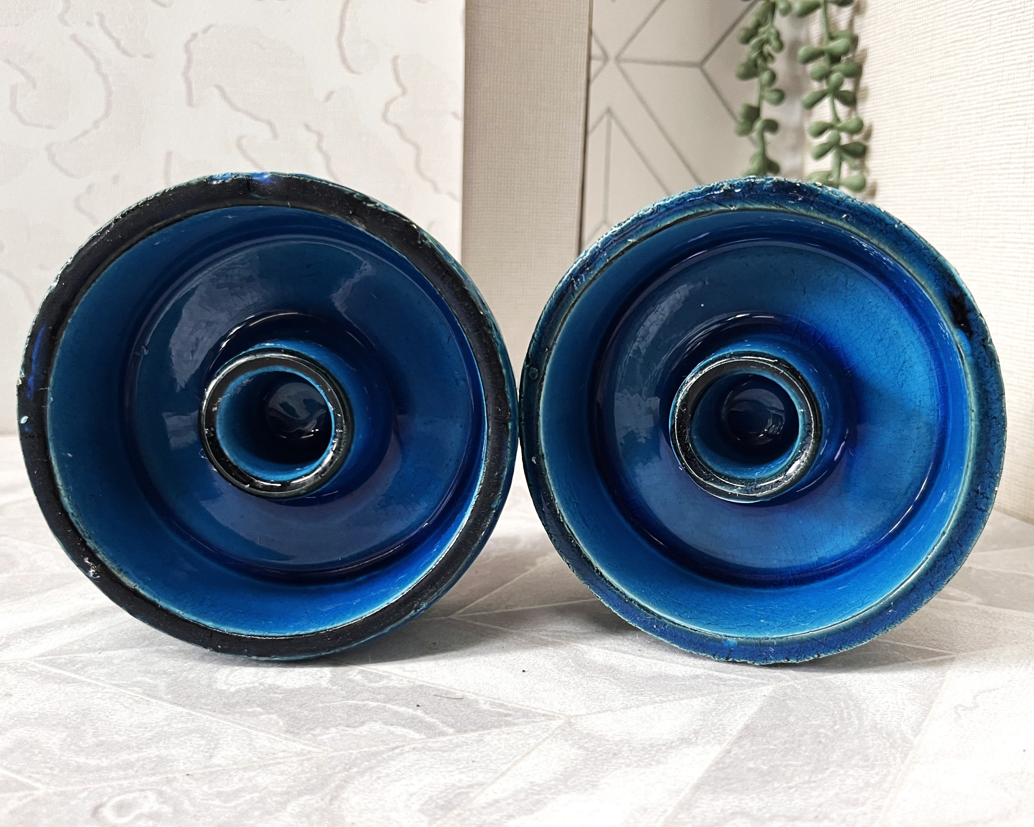 Italian: Bitossi, Rimini Blue, Candle Holders, 2