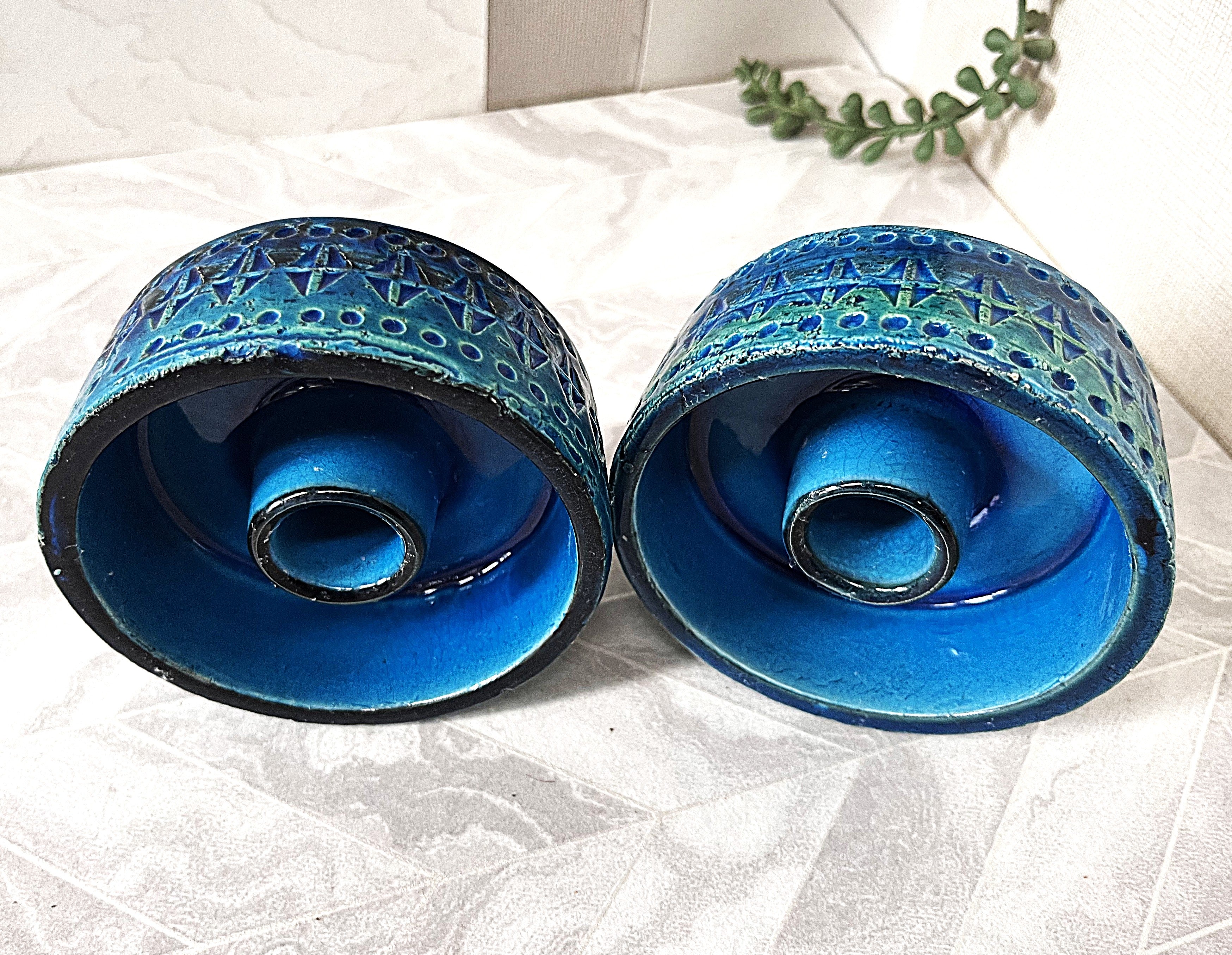 Italian: Bitossi, Rimini Blue, Candle Holders, 2