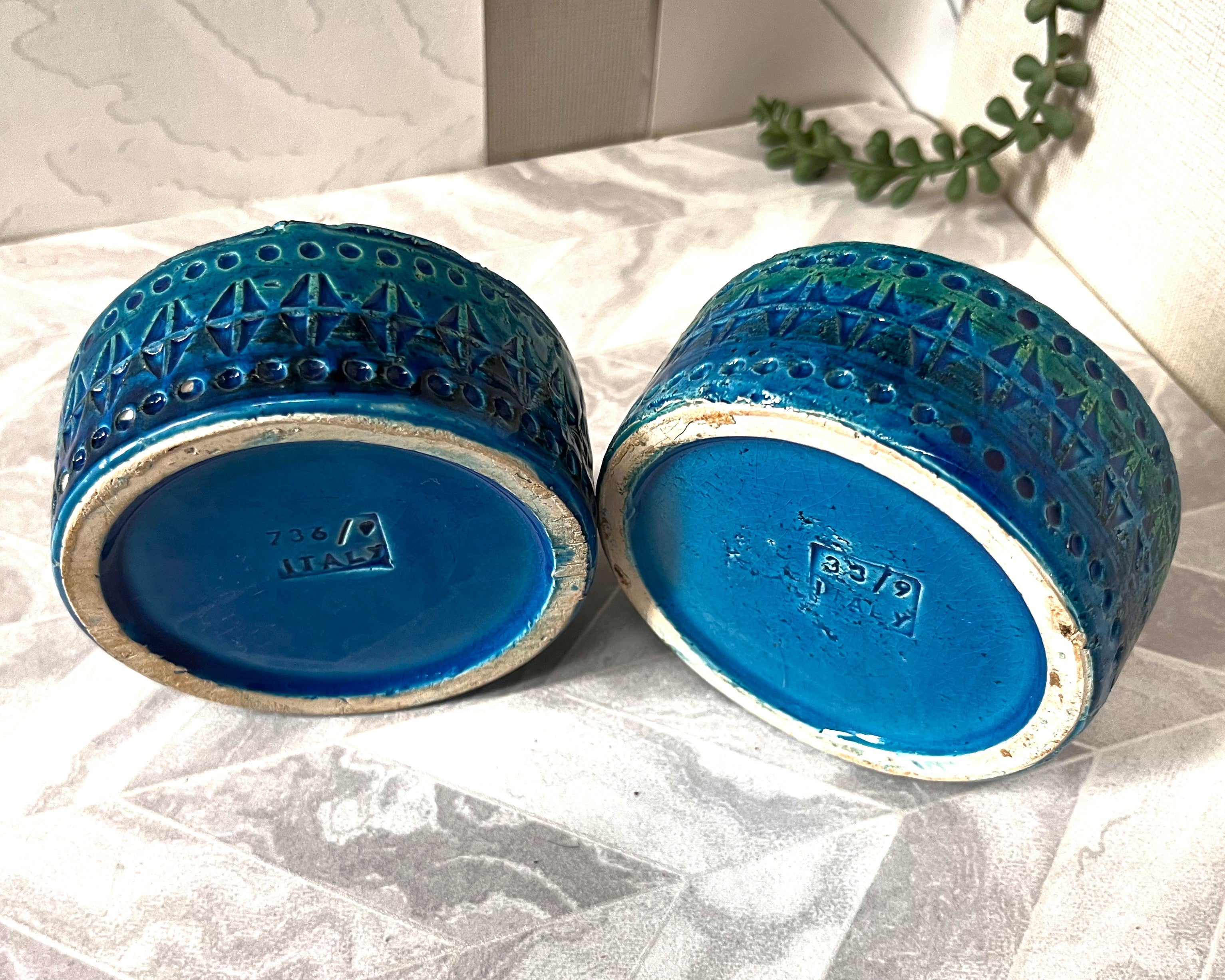 Italian: Bitossi, Rimini Blue, Candle Holders, 2