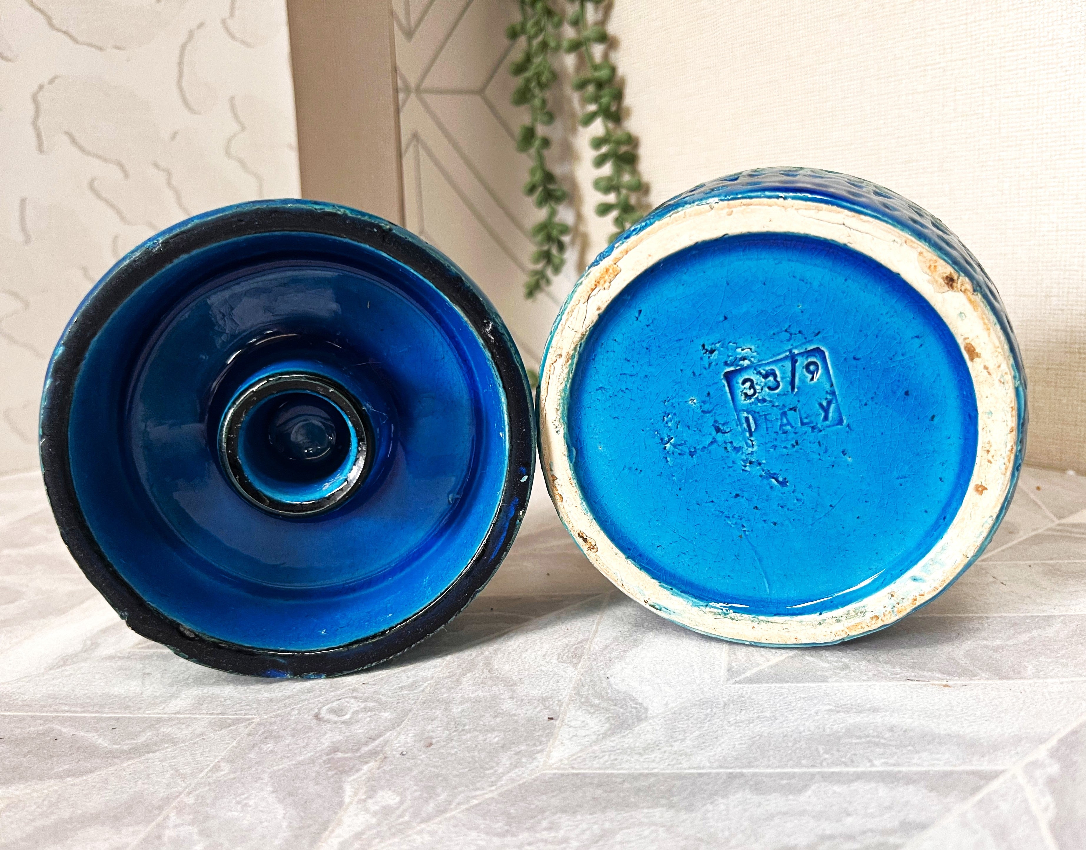 Italian: Bitossi, Rimini Blue, Candle Holders, 2