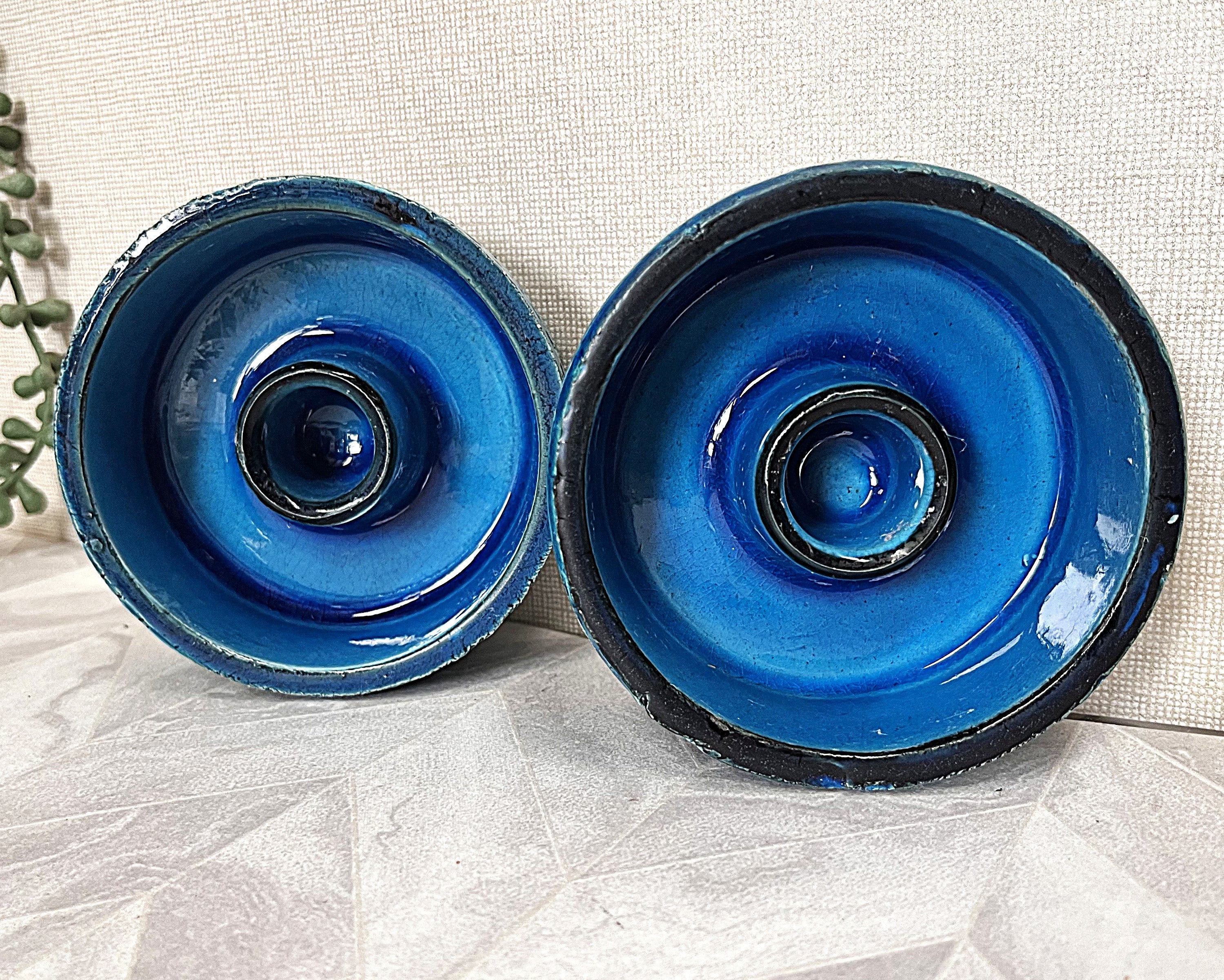 Italian: Bitossi, Rimini Blue, Candle Holders, 2