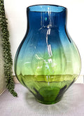 Czechoslovakian: Art Glass Blue Green Ombre Vase