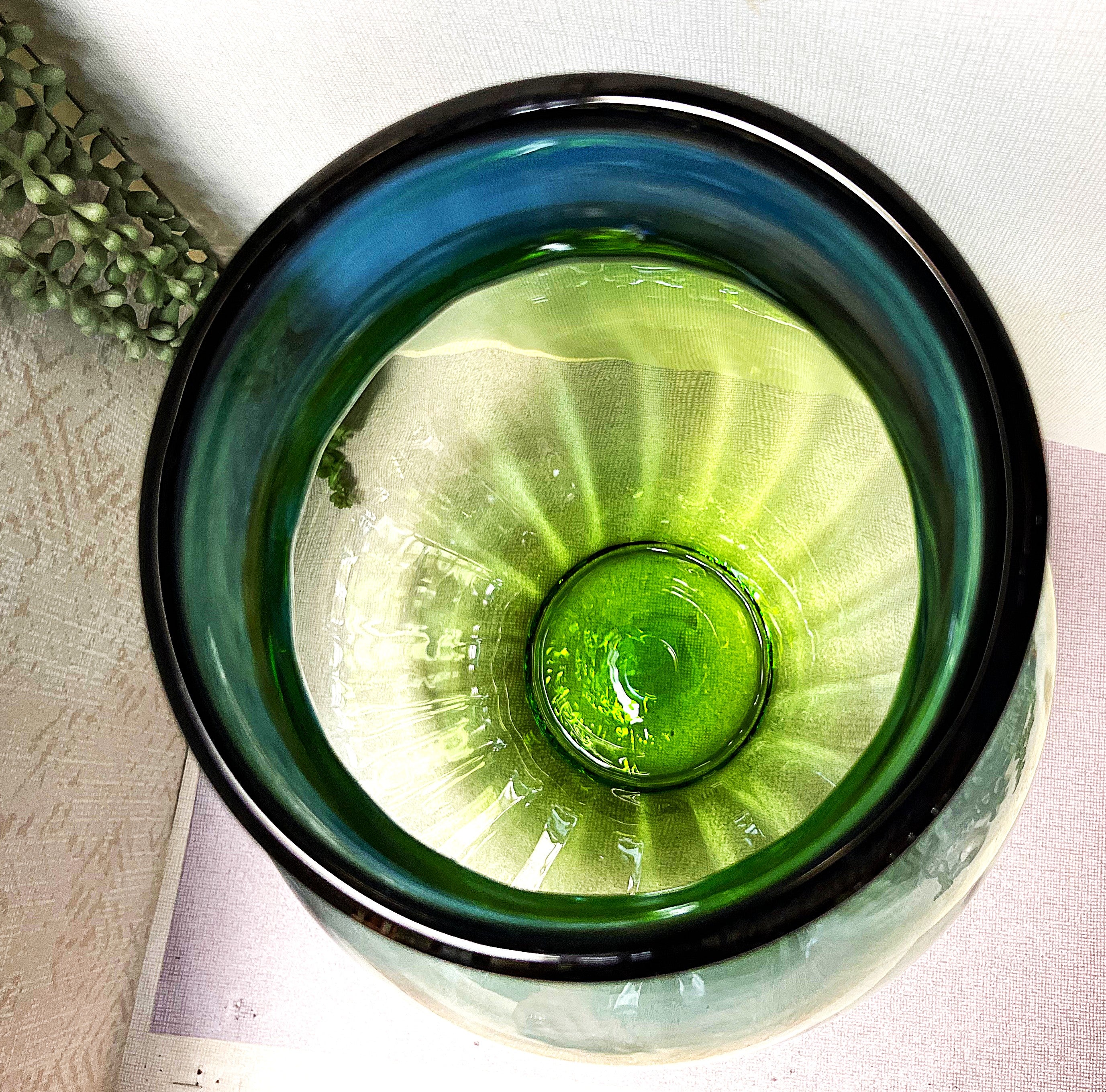 Czechoslovakian: Art Glass Blue Green Ombre Vase