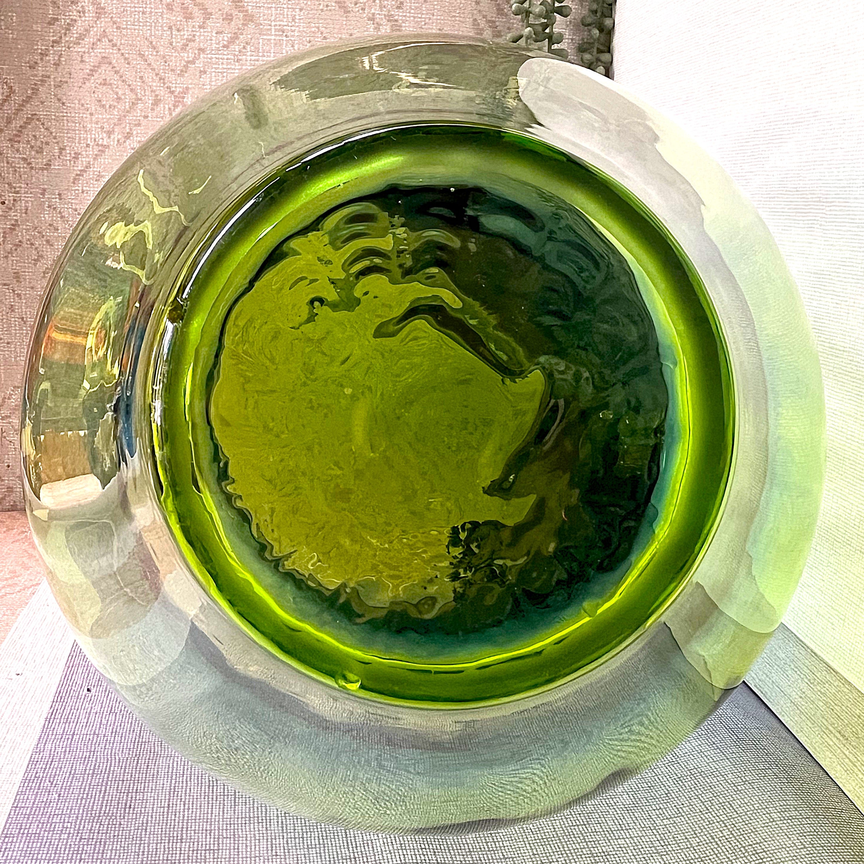 Czechoslovakian: Art Glass Blue Green Ombre Vase