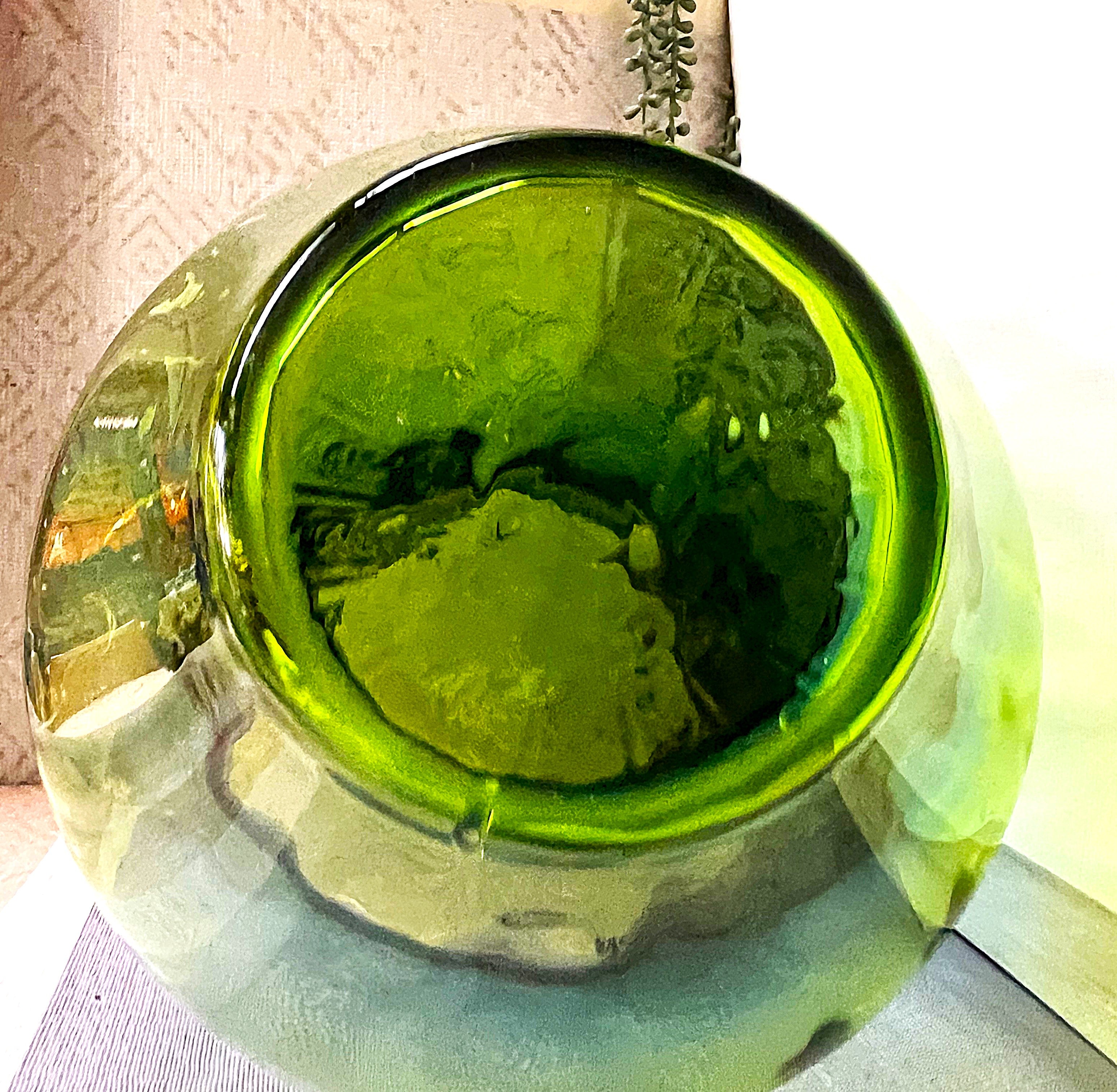 Czechoslovakian: Art Glass Blue Green Ombre Vase