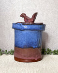 Studio Pottery: Two-Tone Lidded Bowl Blue Mauve
