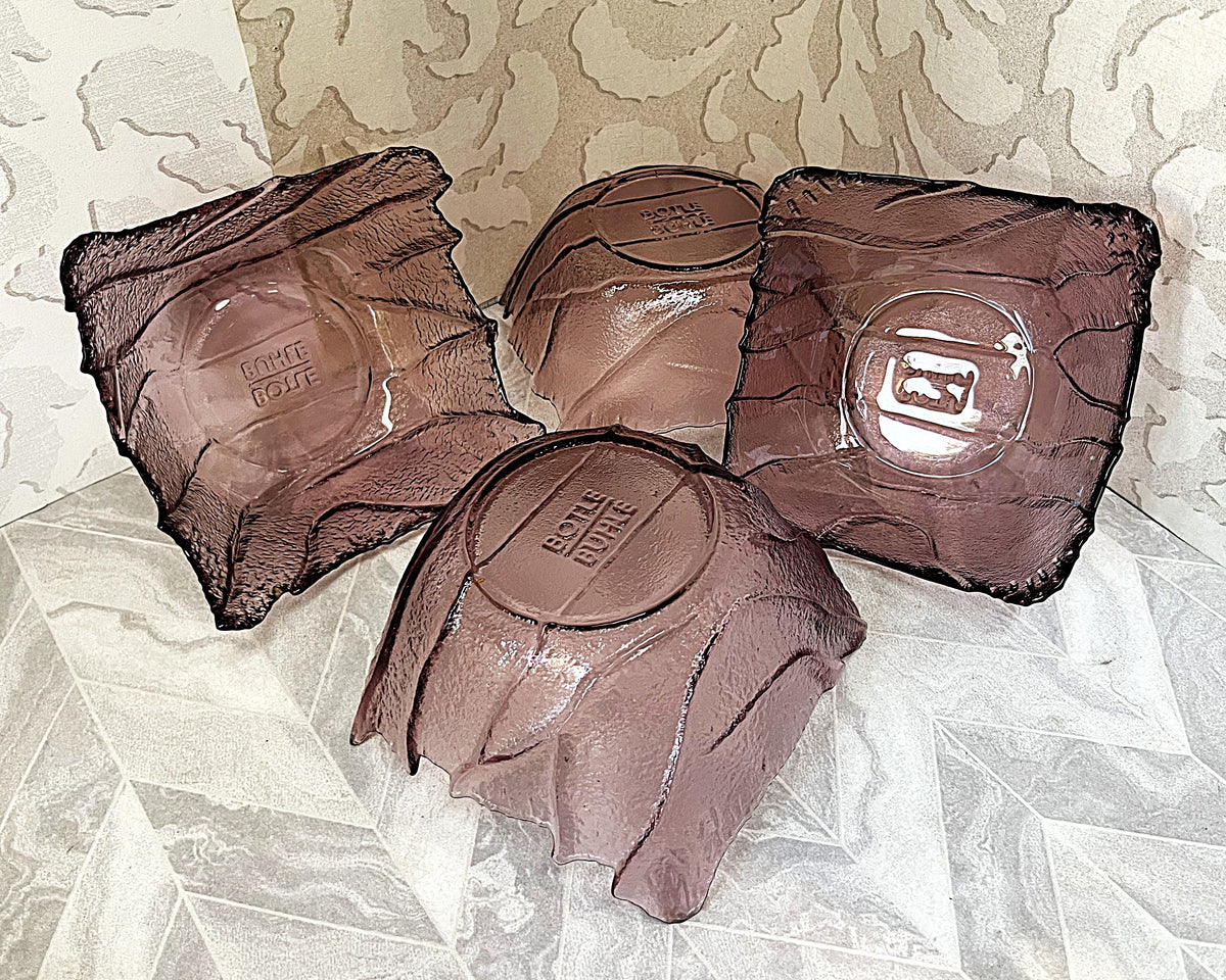 Dinnerware: Botle Buhle Amethyst Glass Leaf Dessert Bowls