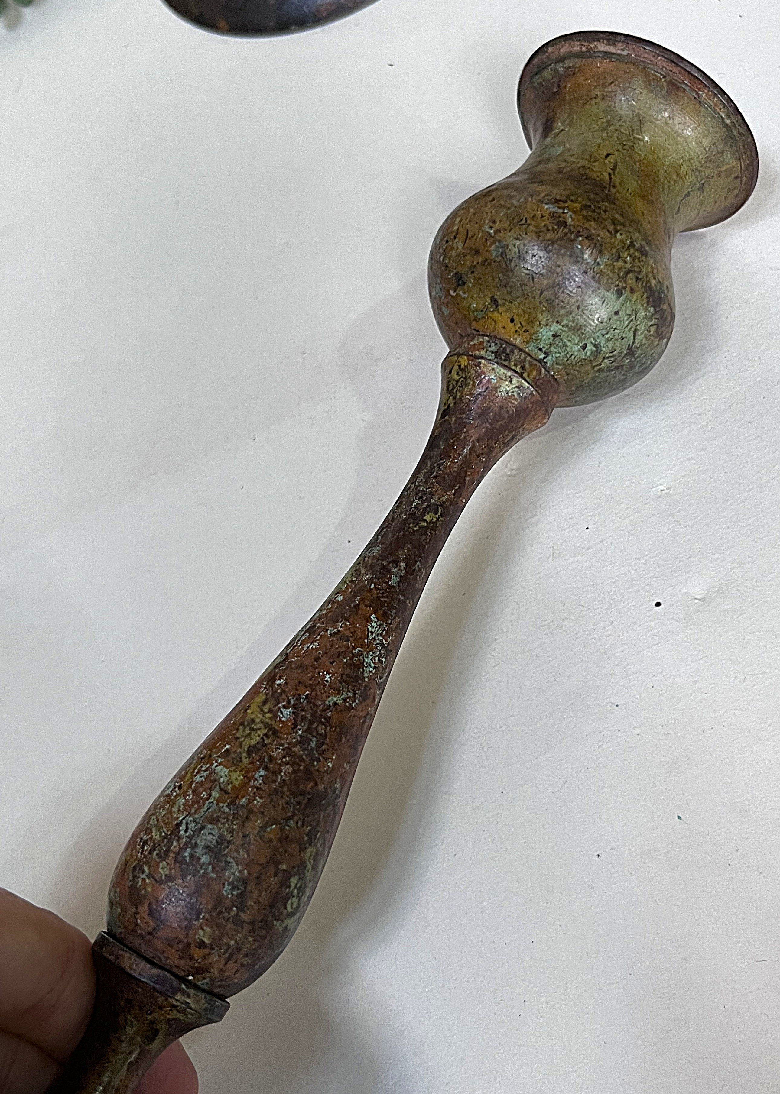 Candleholders: Pair of Verdigris Candle Holders